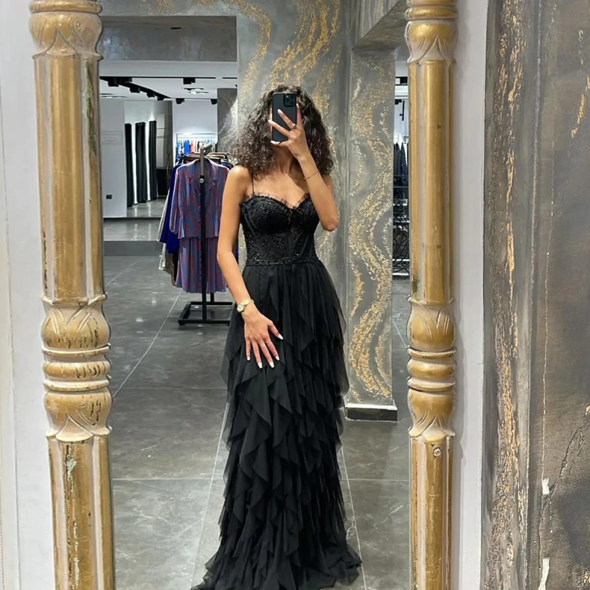 Abiti neri Ospiti di nozze Abito da sera nero Tulle Abito da sera nero Abiti da sera da sposa