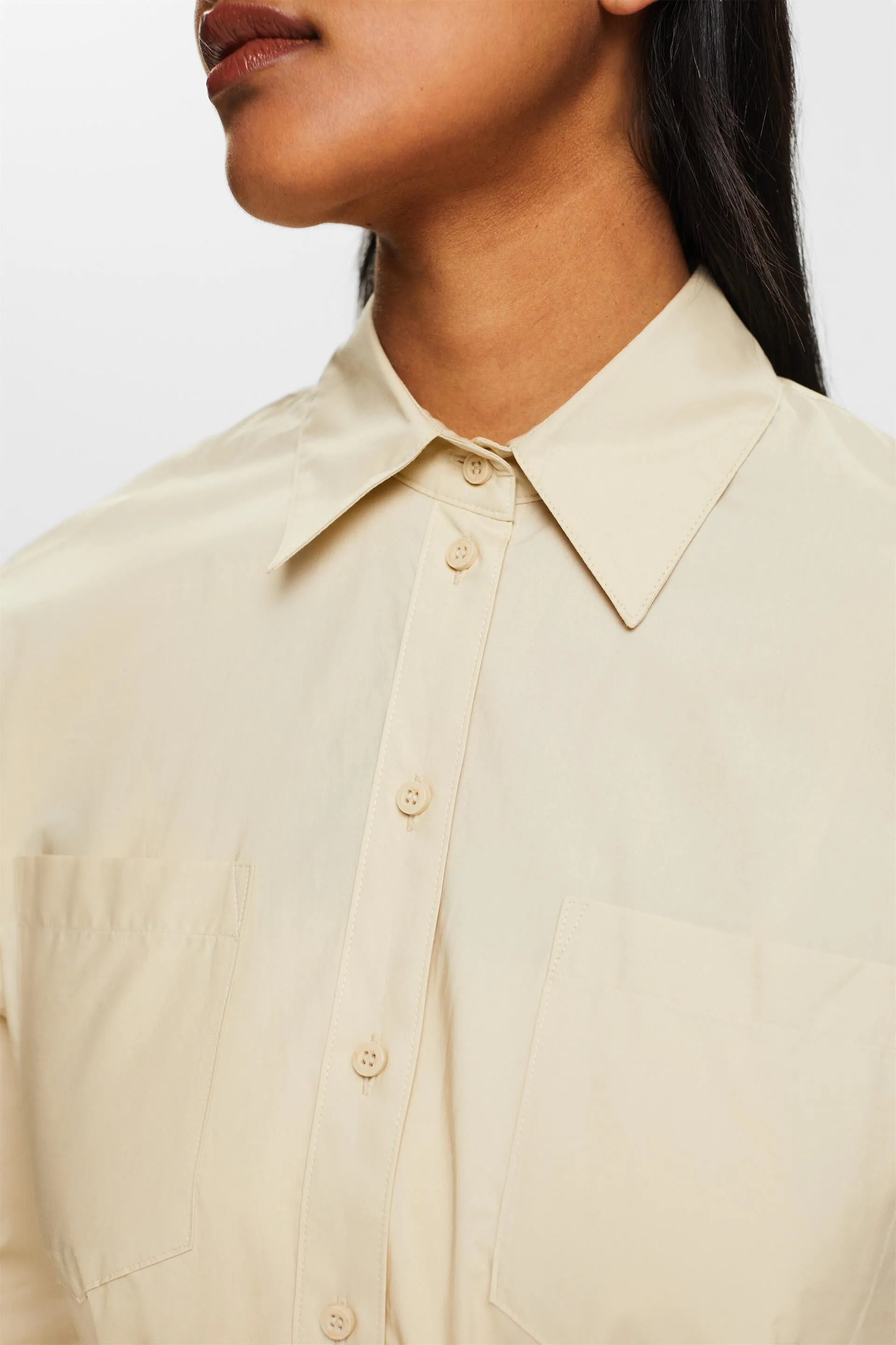 Abito camicia in popeline con cintura