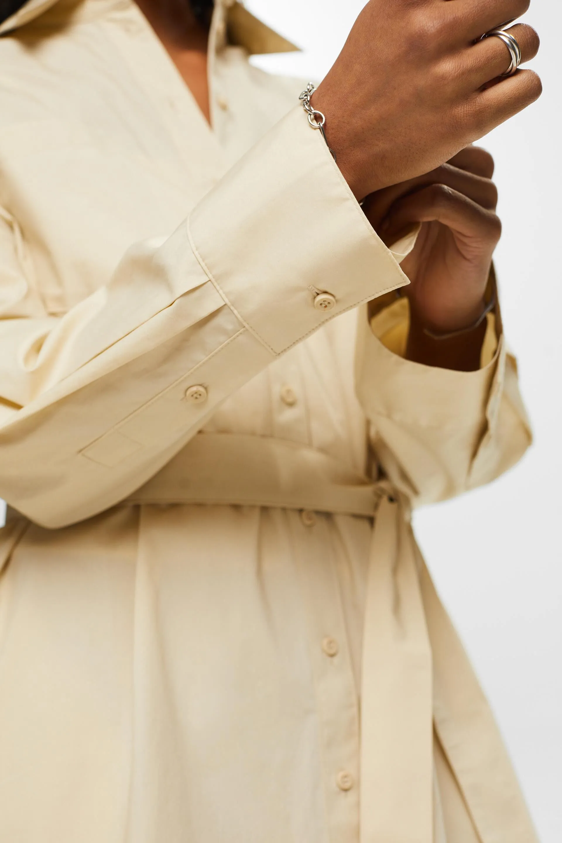 Abito camicia in popeline con cintura