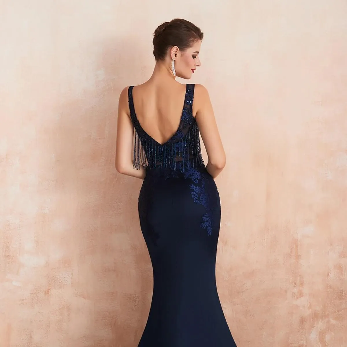 Abito da sera formale lungo Abito da sera a sirena blu navy Abito da sera blu blu