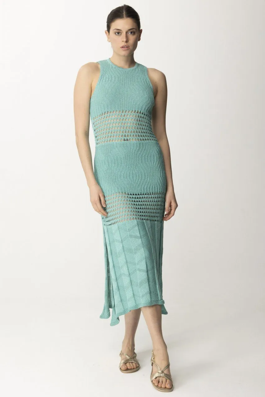 Abito lungo con inserti crochet Acquamarina