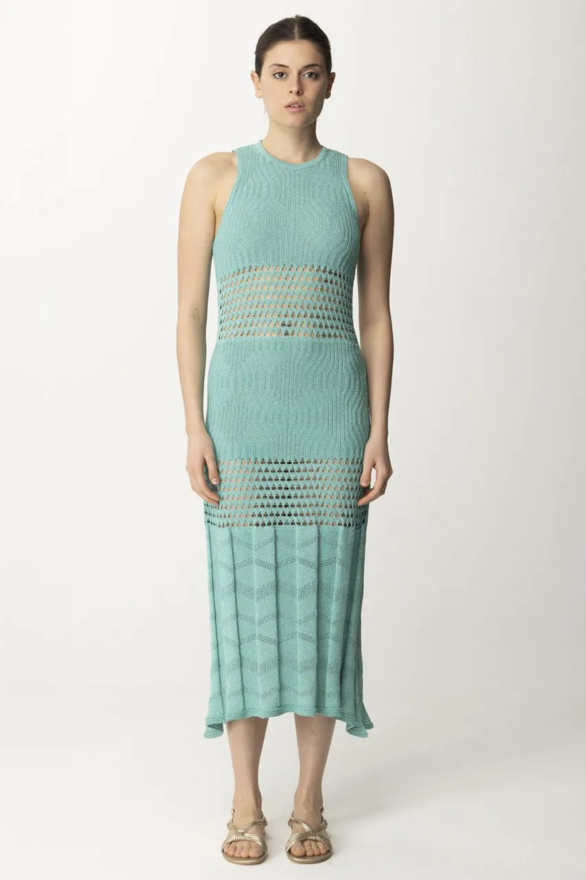 Abito lungo con inserti crochet Acquamarina