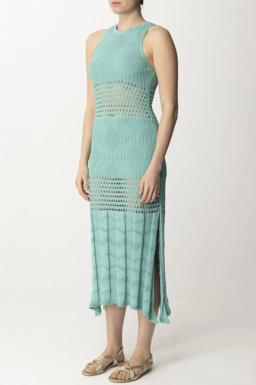 Abito lungo con inserti crochet Acquamarina