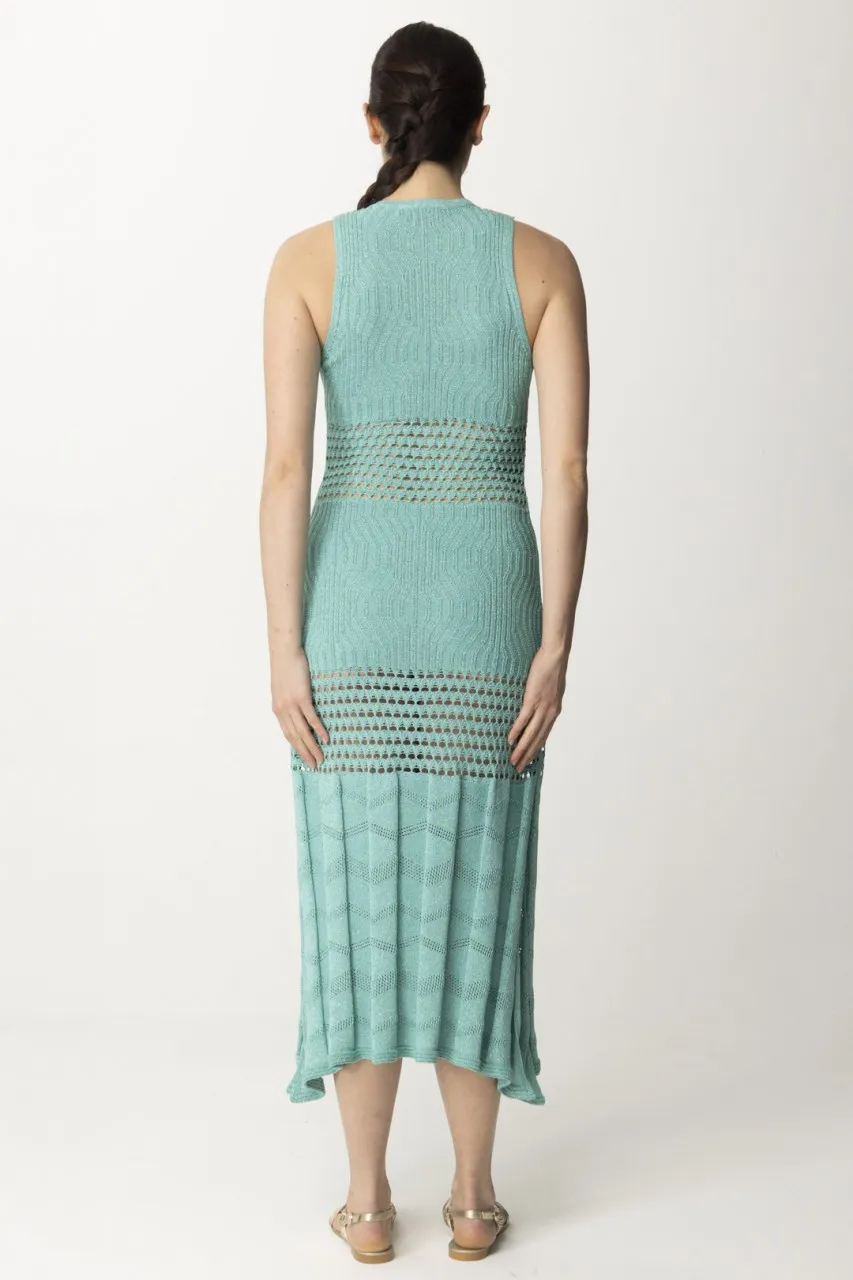 Abito lungo con inserti crochet Acquamarina