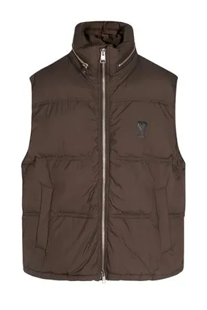 AMI Abbigliamento,Smanicati Gilet imbottito marrone 
