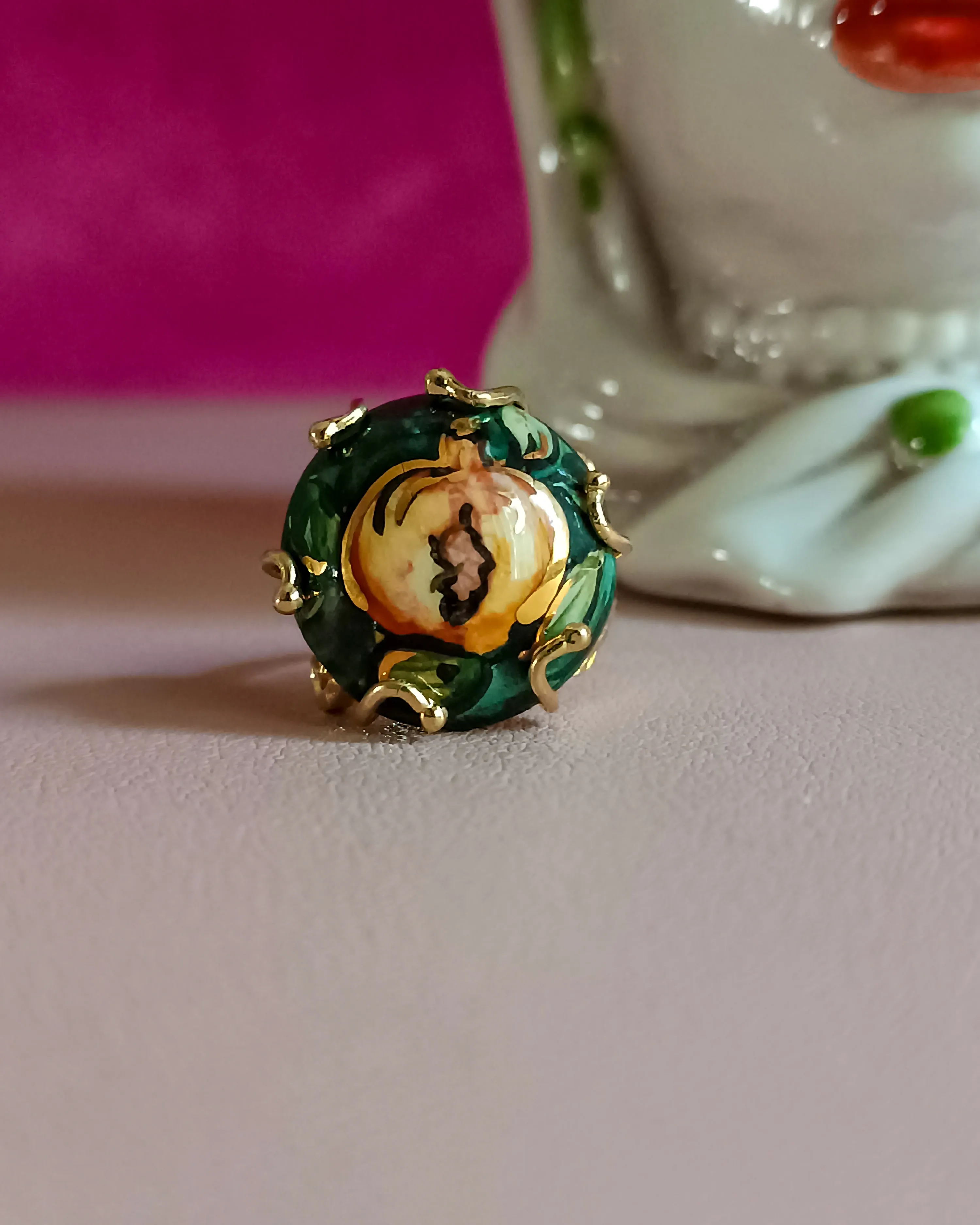 Anello Artigianale con Ceramica di Caltagirone