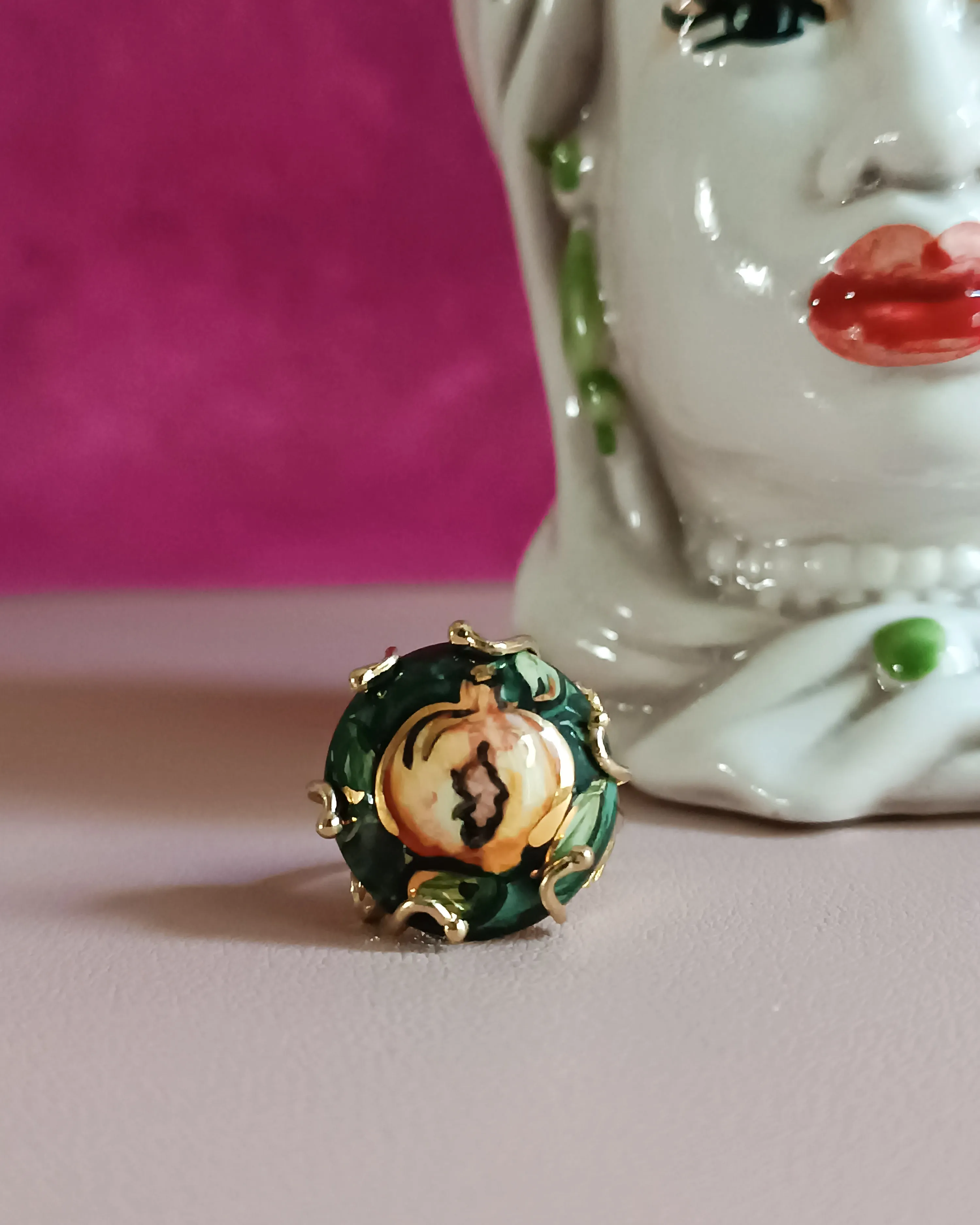 Anello Artigianale con Ceramica di Caltagirone