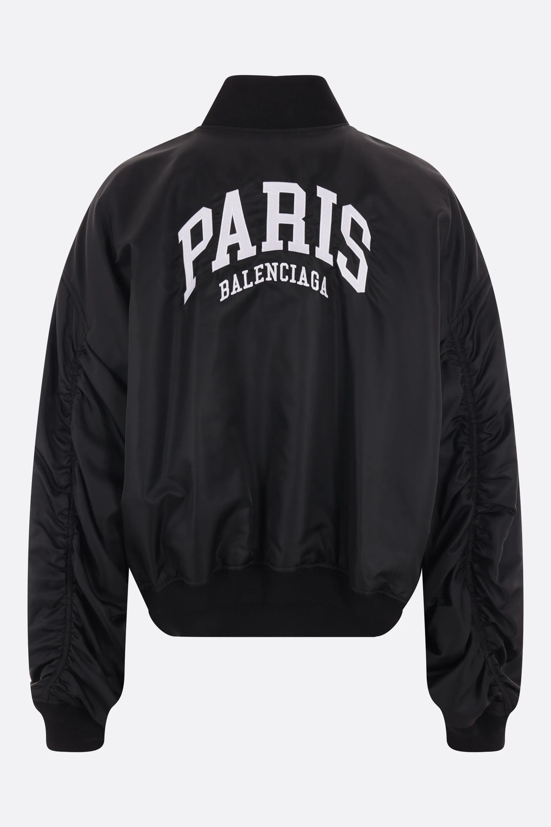 BALENCIAGA giubbotto bomber imbottito in nylon ricamo logo Paris Balenciaga
