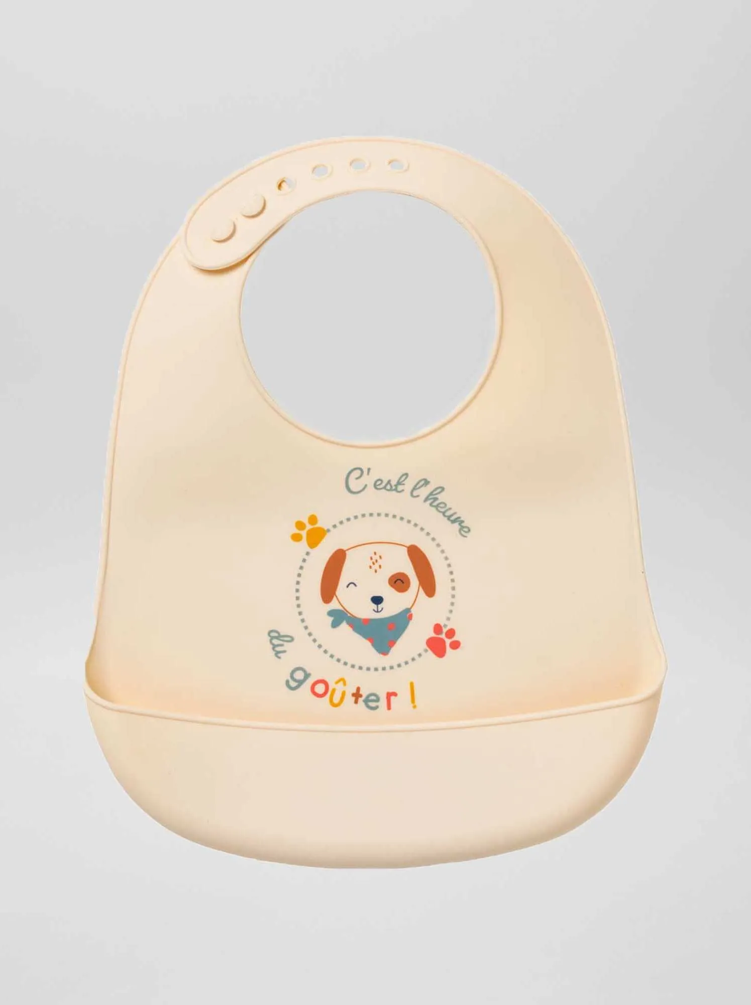 Bavaglino in silicone con tasca - BEIGE
