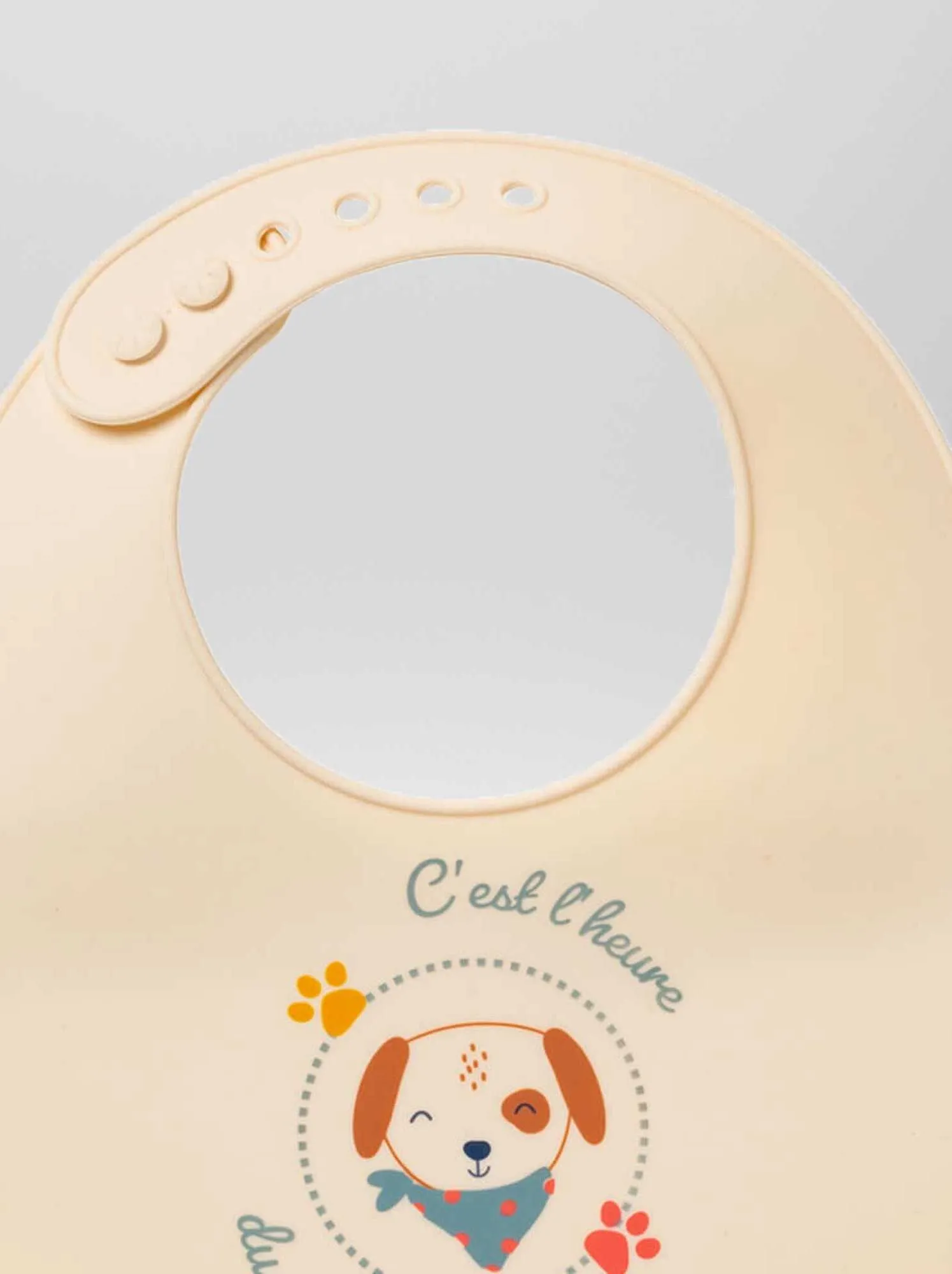 Bavaglino in silicone con tasca - BEIGE