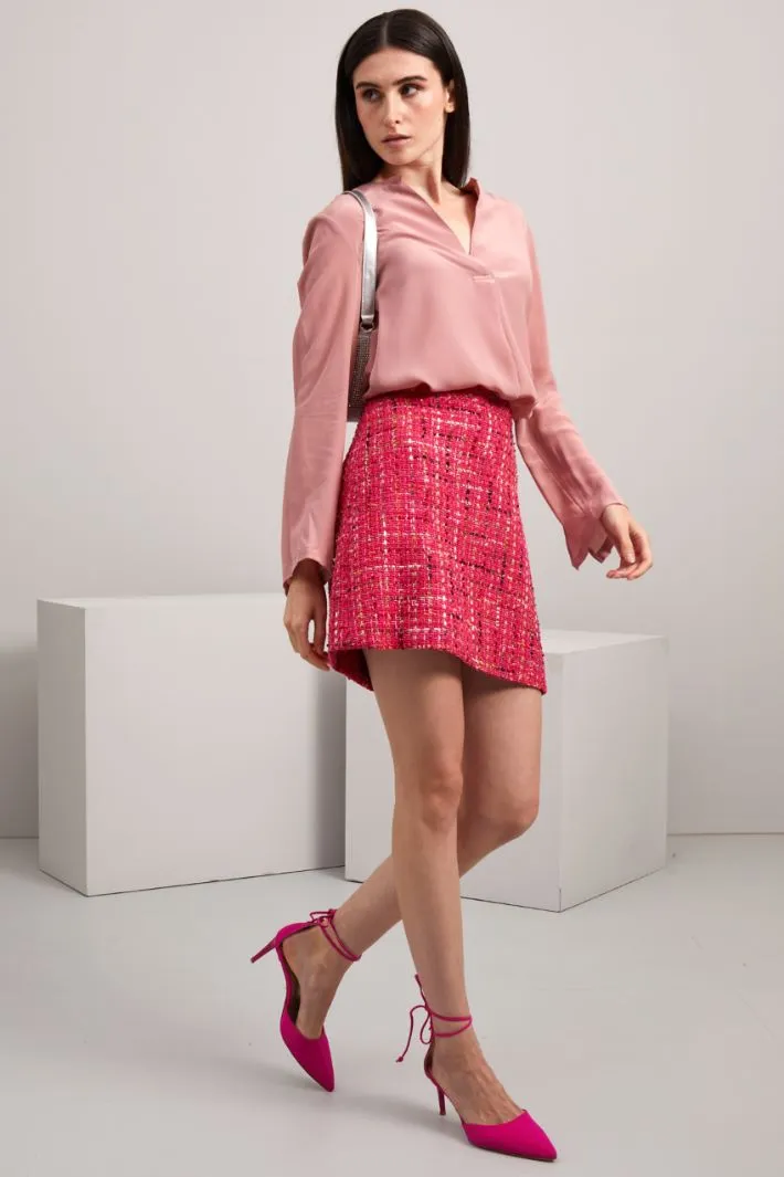 Blusa in crêpe de chine
