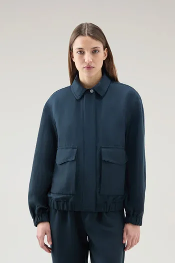 Bomber in misto lino                                                                                Melton Blue