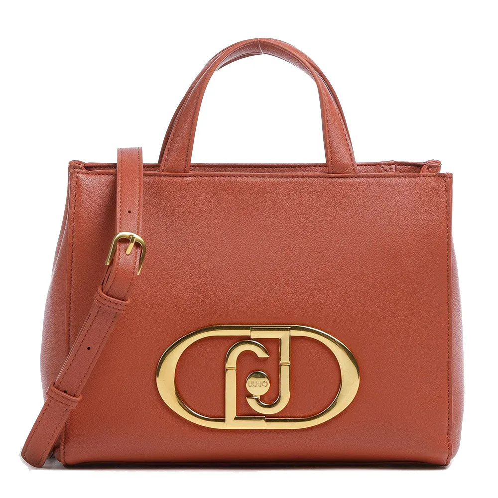 Borsa Donna a Mano Small LIU JO Better Ecosostenibile Effetto Bottalato colore Dark Tea