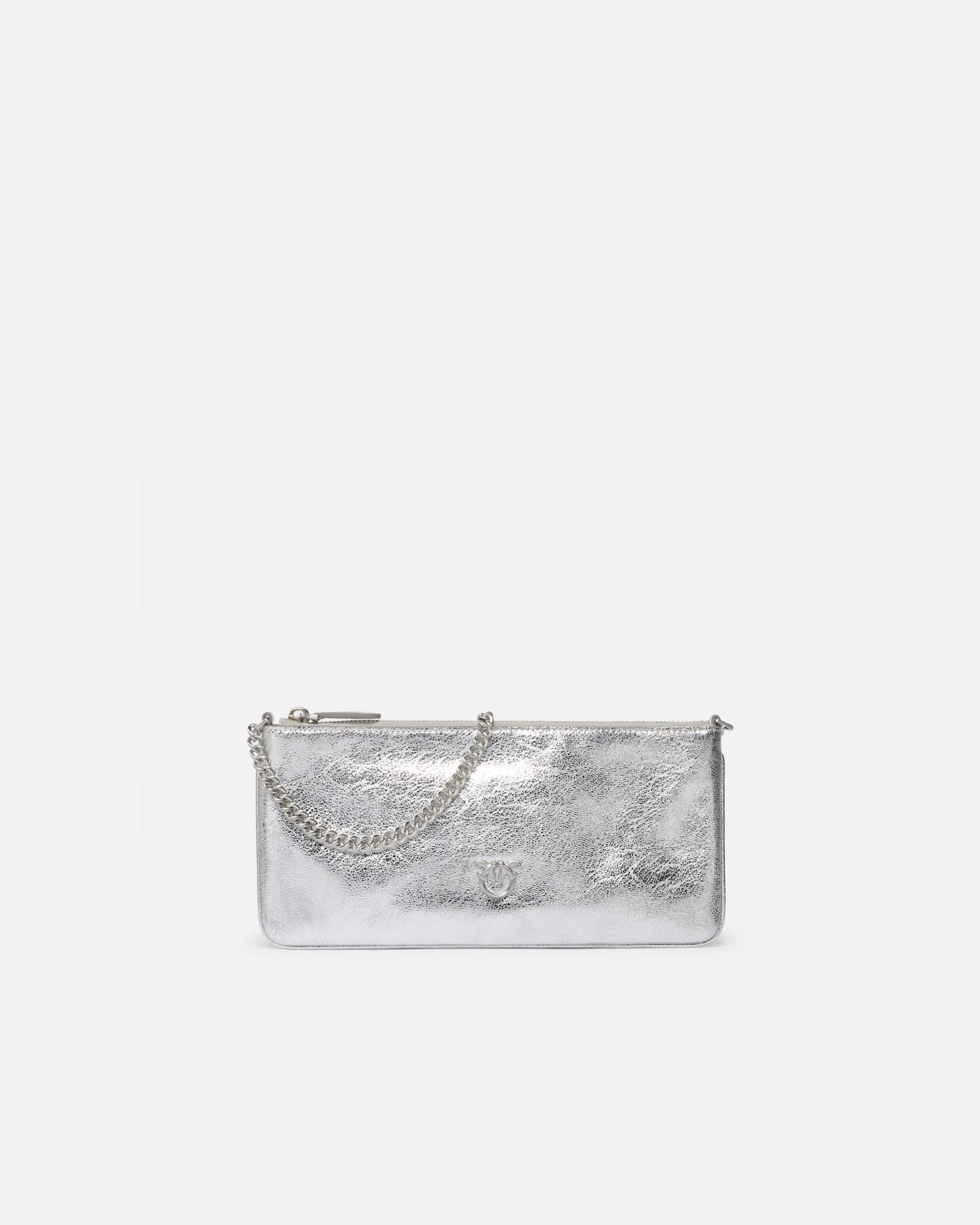  Borsetta pochette in pelle laminata con tracolla    