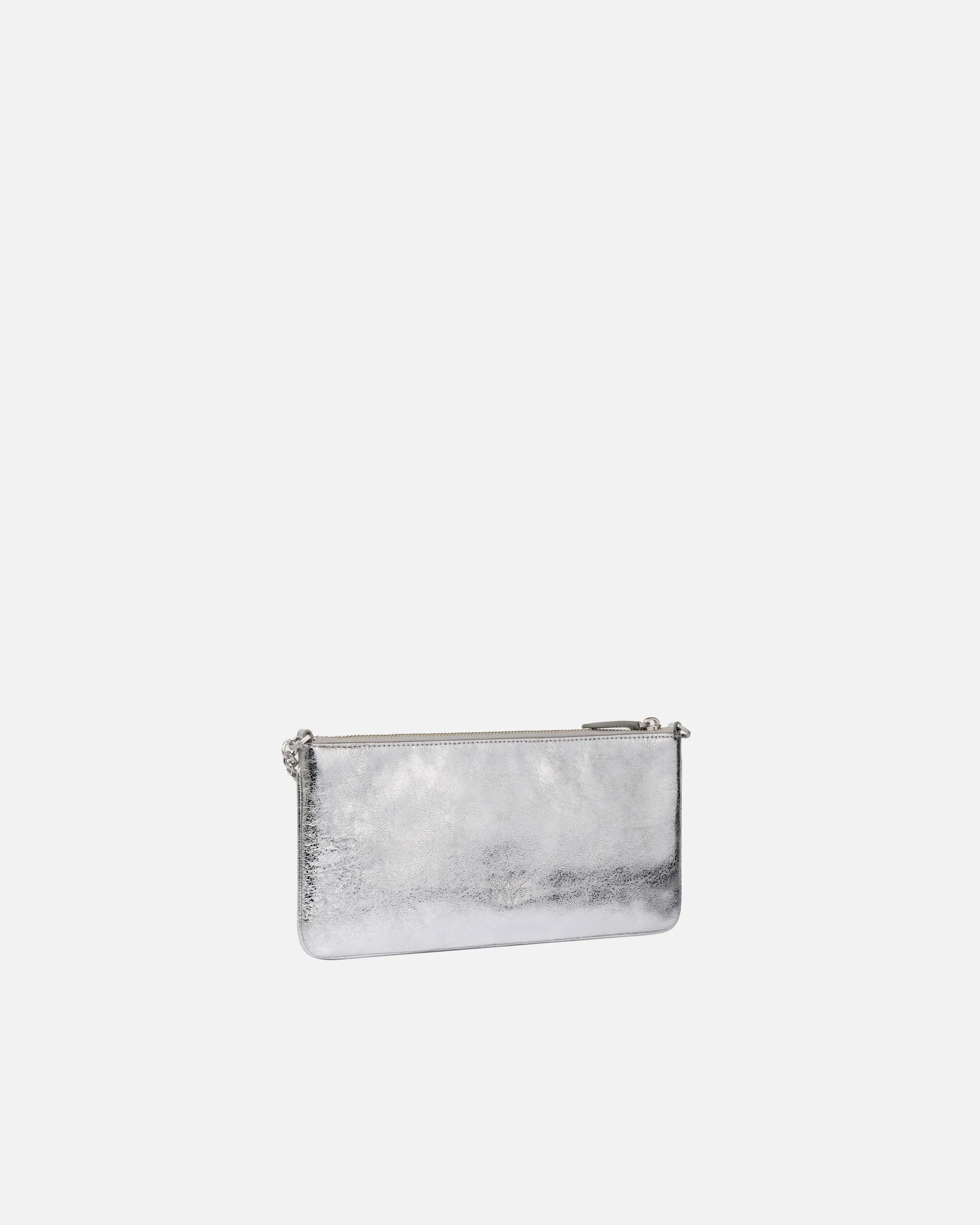  Borsetta pochette in pelle laminata con tracolla    
