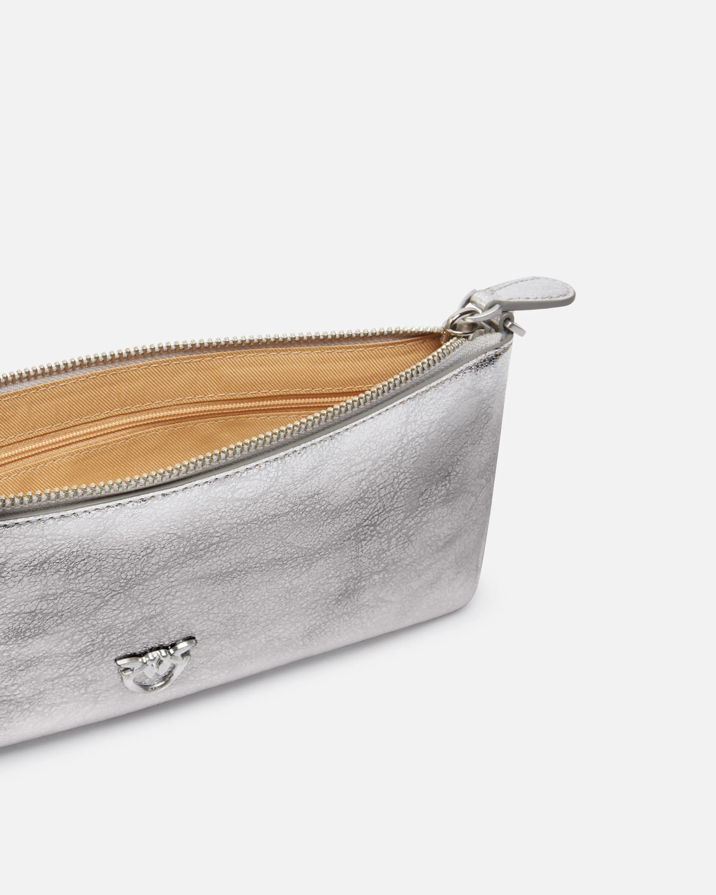  Borsetta pochette in pelle laminata con tracolla    