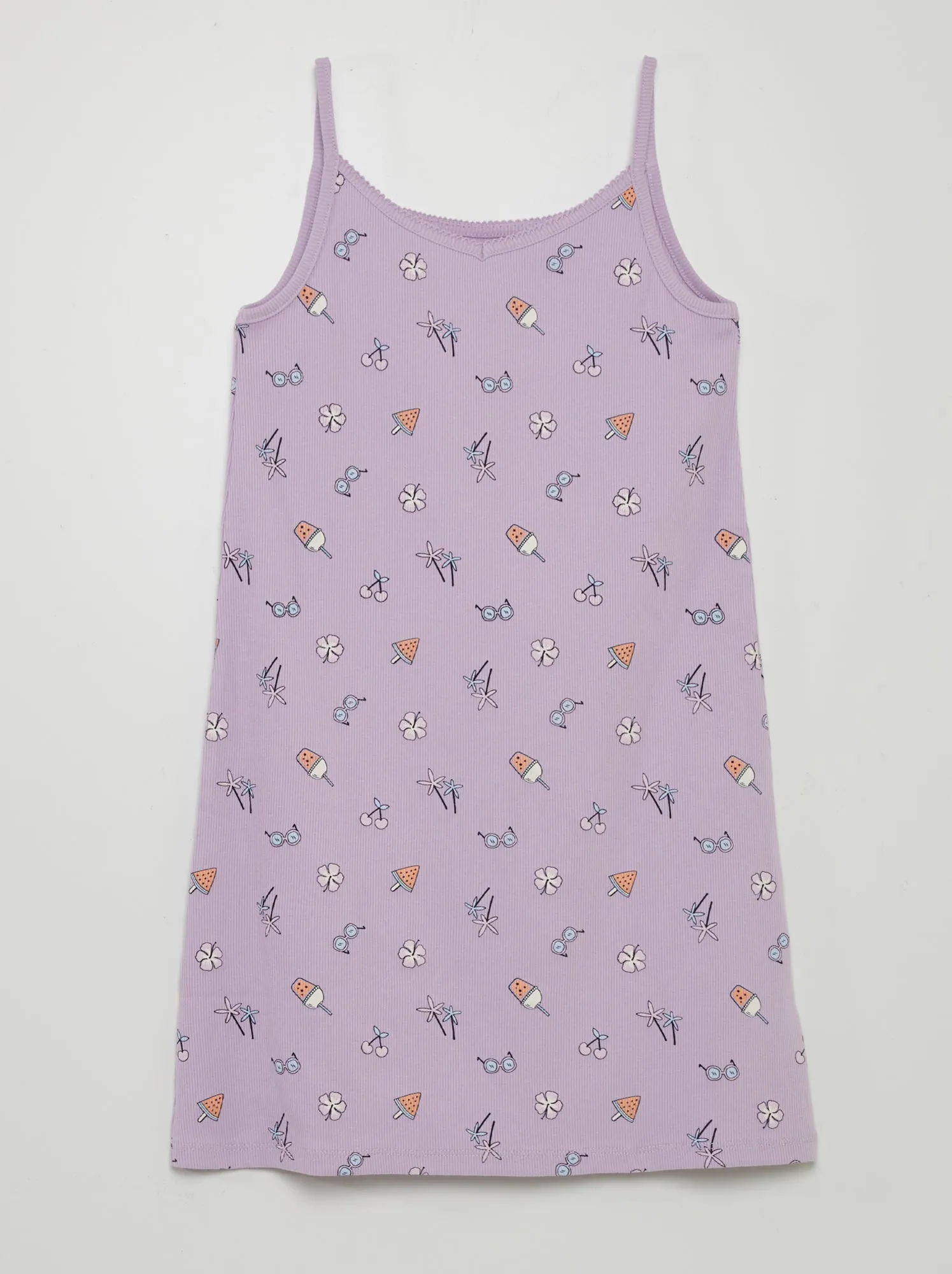 Camicia da notte stampata con spalline - BIANCO