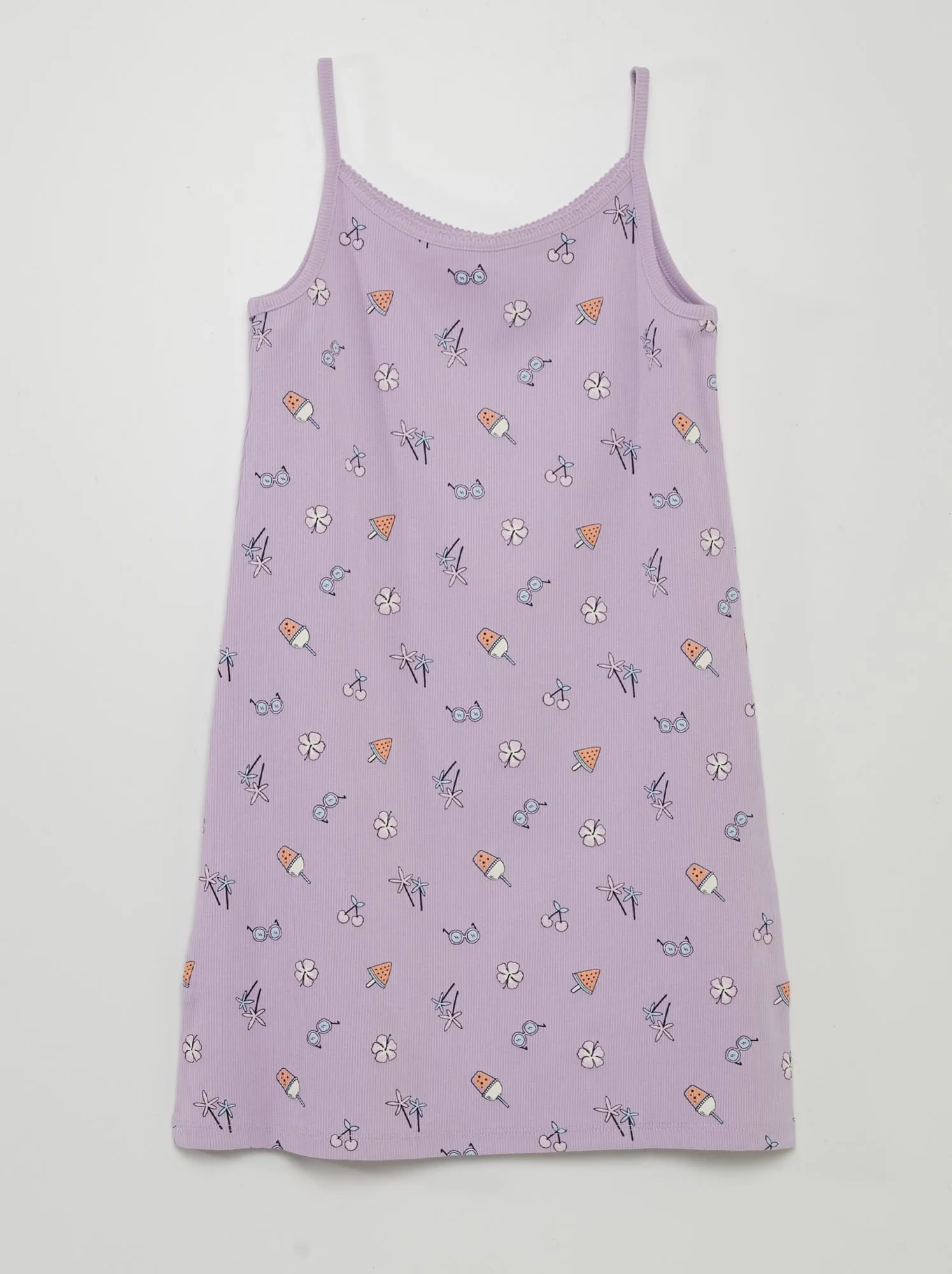 Camicia da notte stampata con spalline - BIANCO