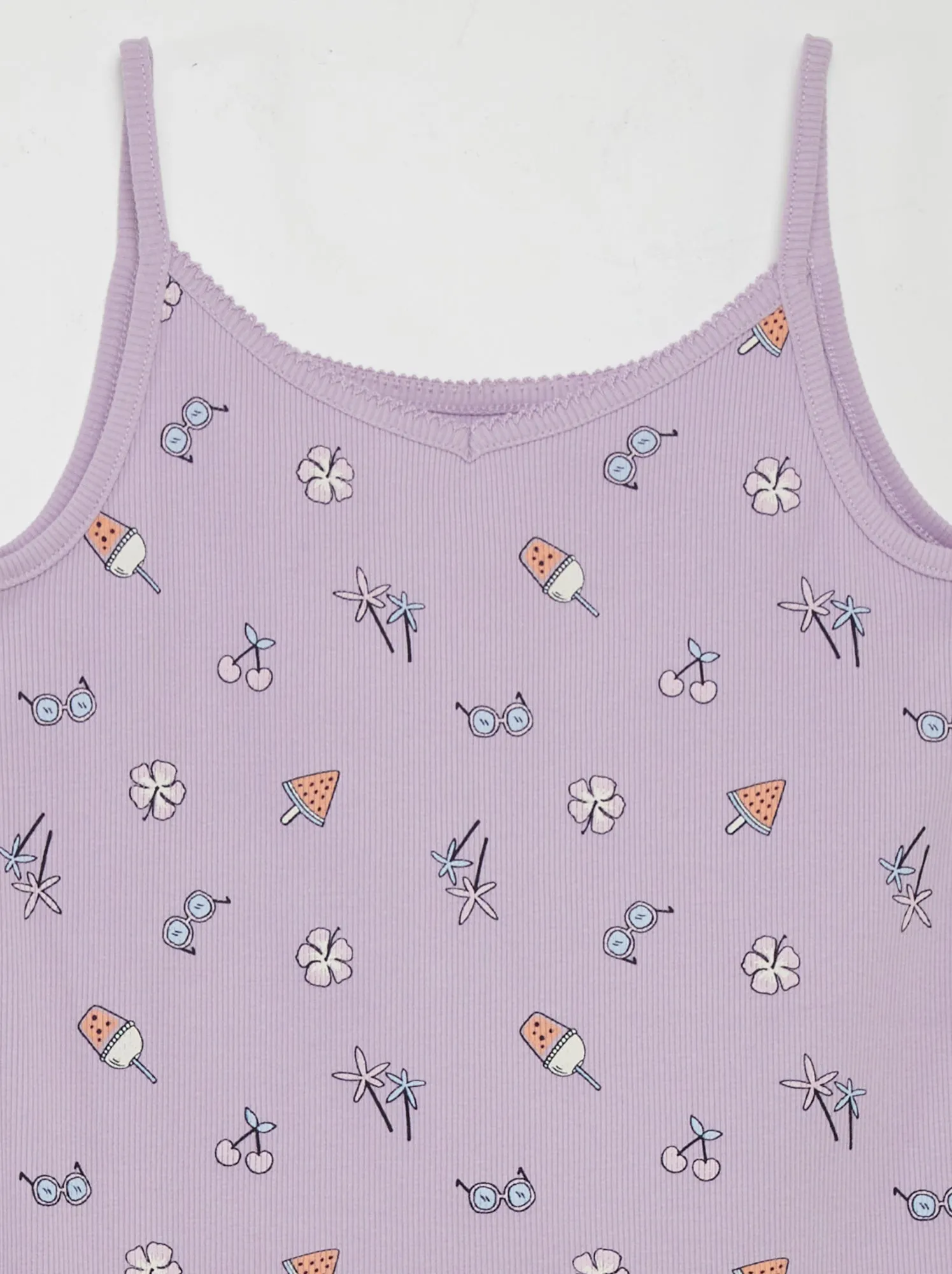 Camicia da notte stampata con spalline - BIANCO