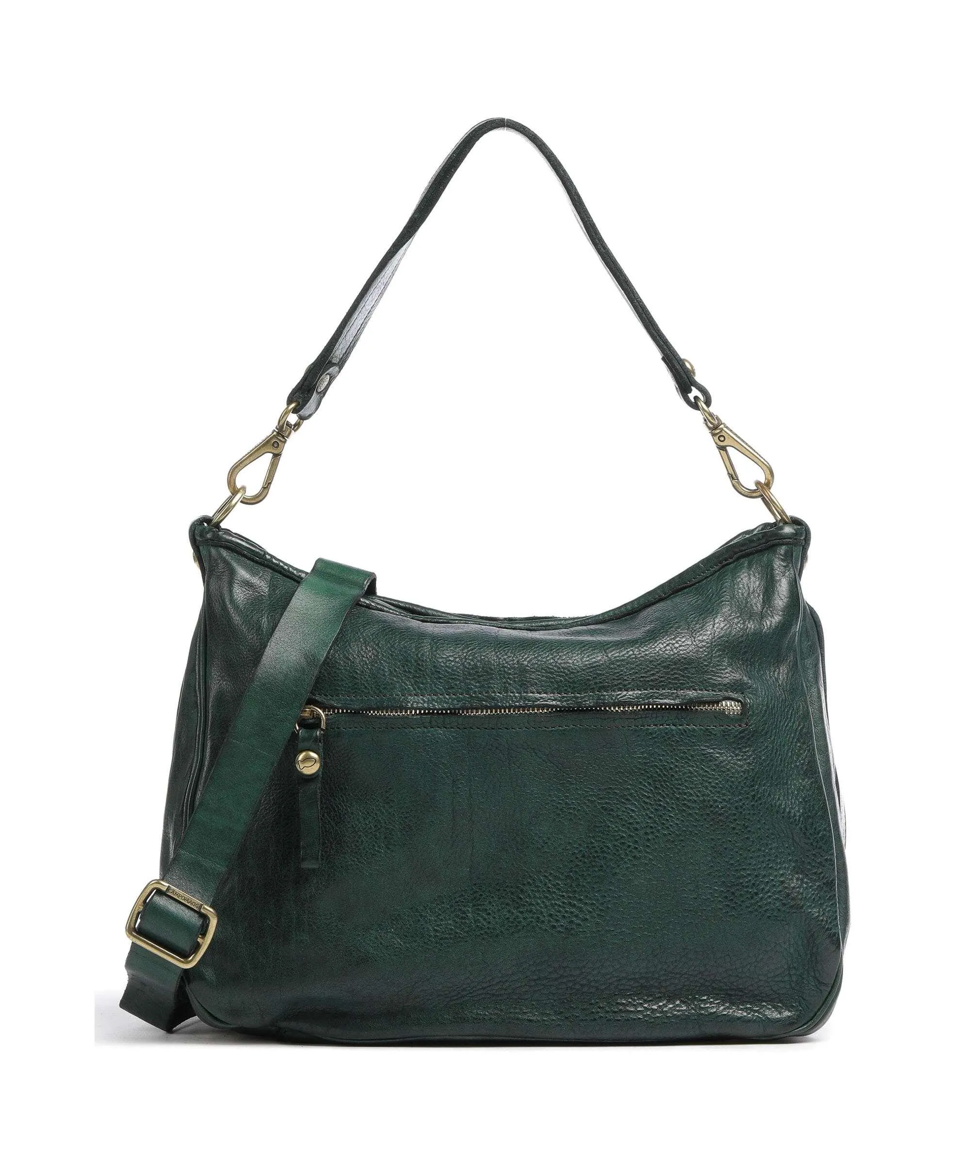  Campomaggi Borsa hobo pelle di vacchetta grana verde scuro  