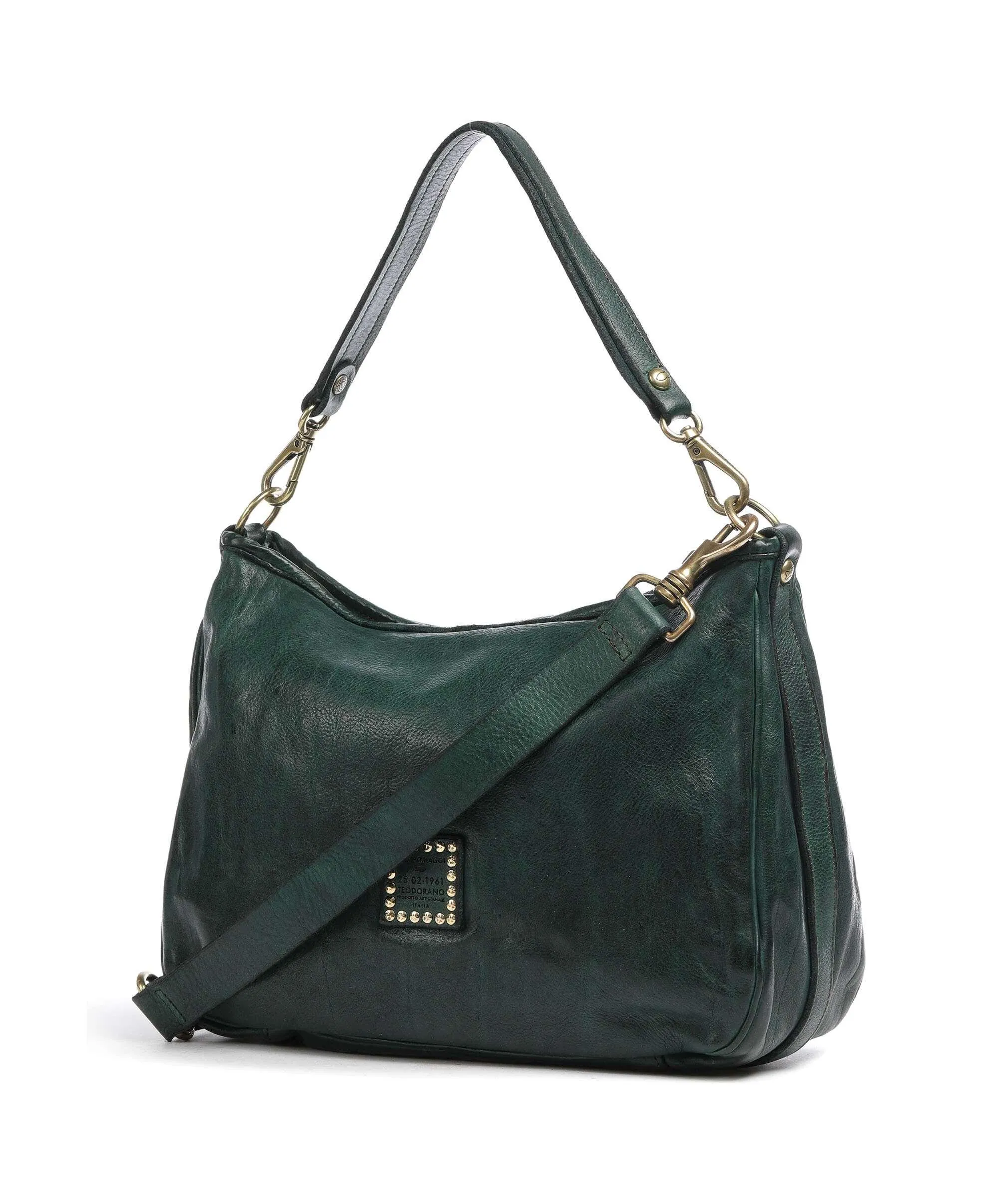  Campomaggi Borsa hobo pelle di vacchetta grana verde scuro  