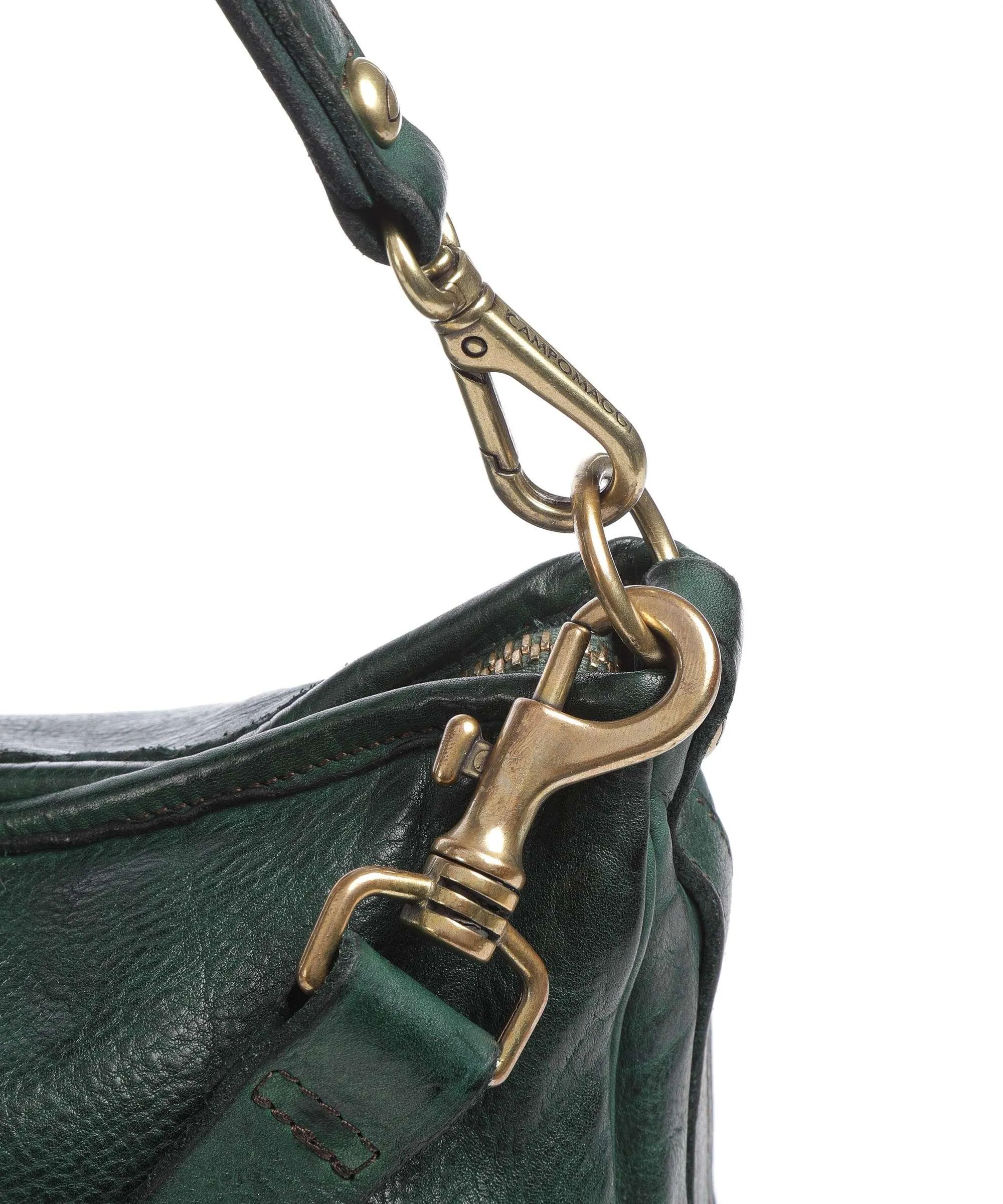  Campomaggi Borsa hobo pelle di vacchetta grana verde scuro  