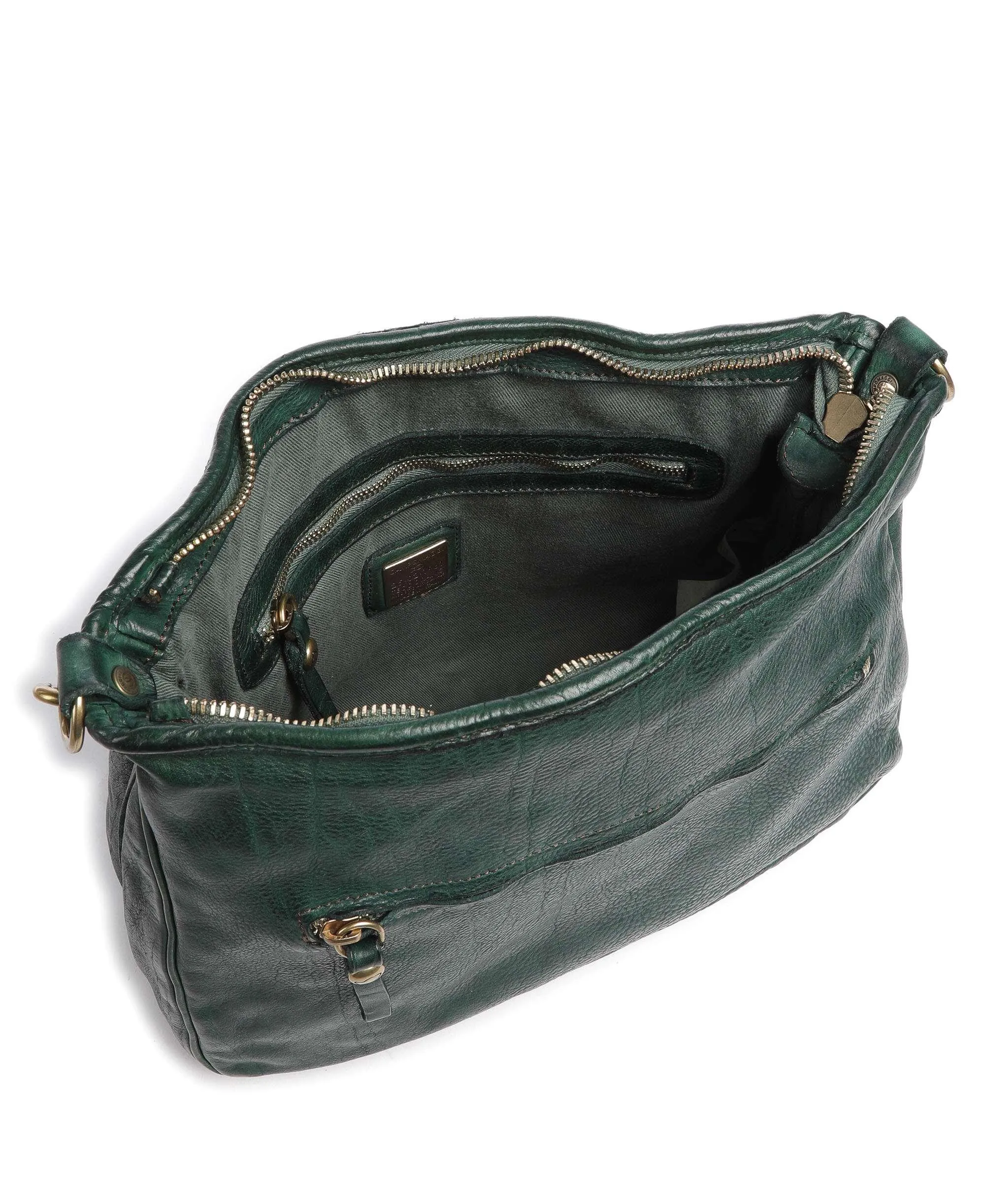  Campomaggi Borsa hobo pelle di vacchetta grana verde scuro  