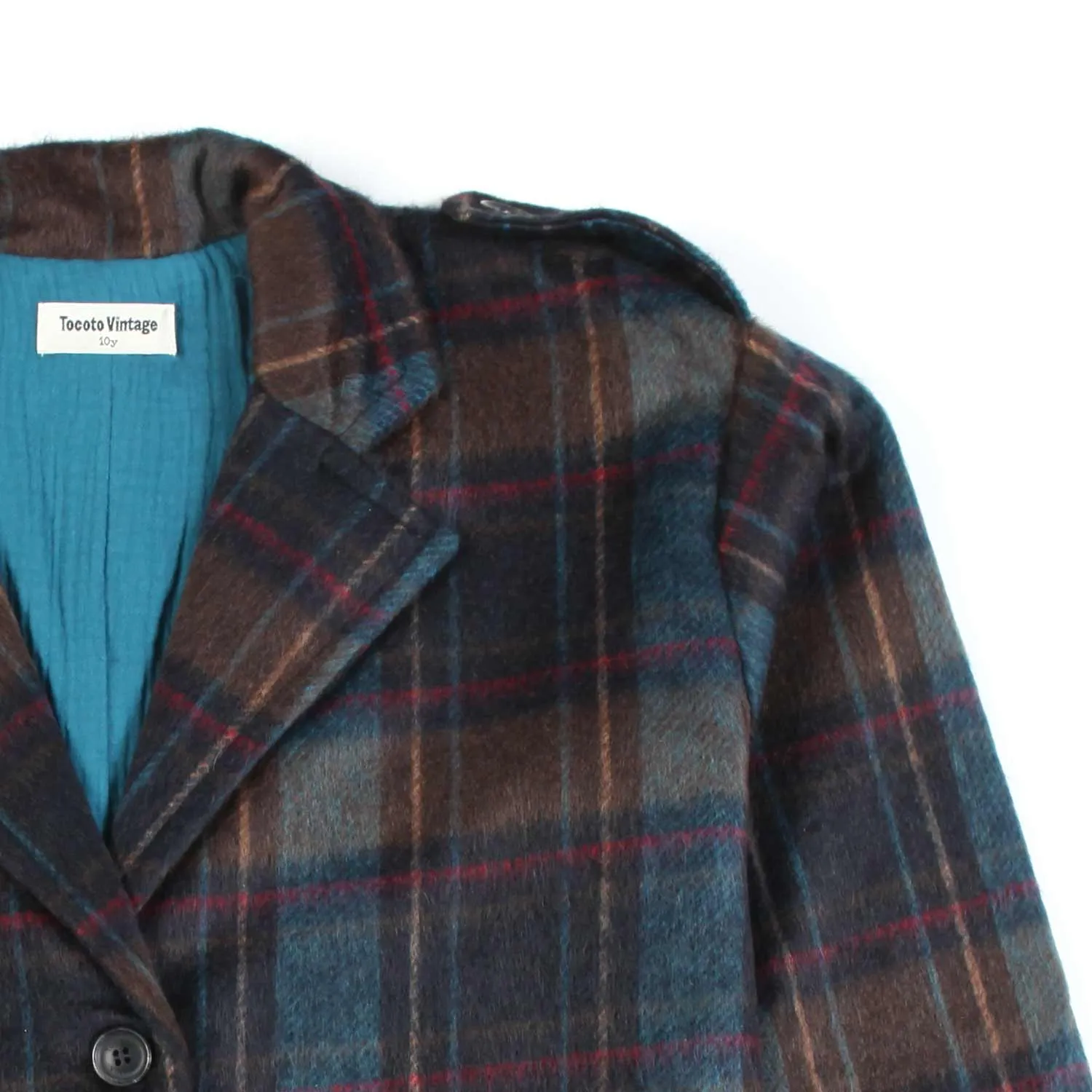 Cappotto Check Marrone E Ottanio Bambina E Teen