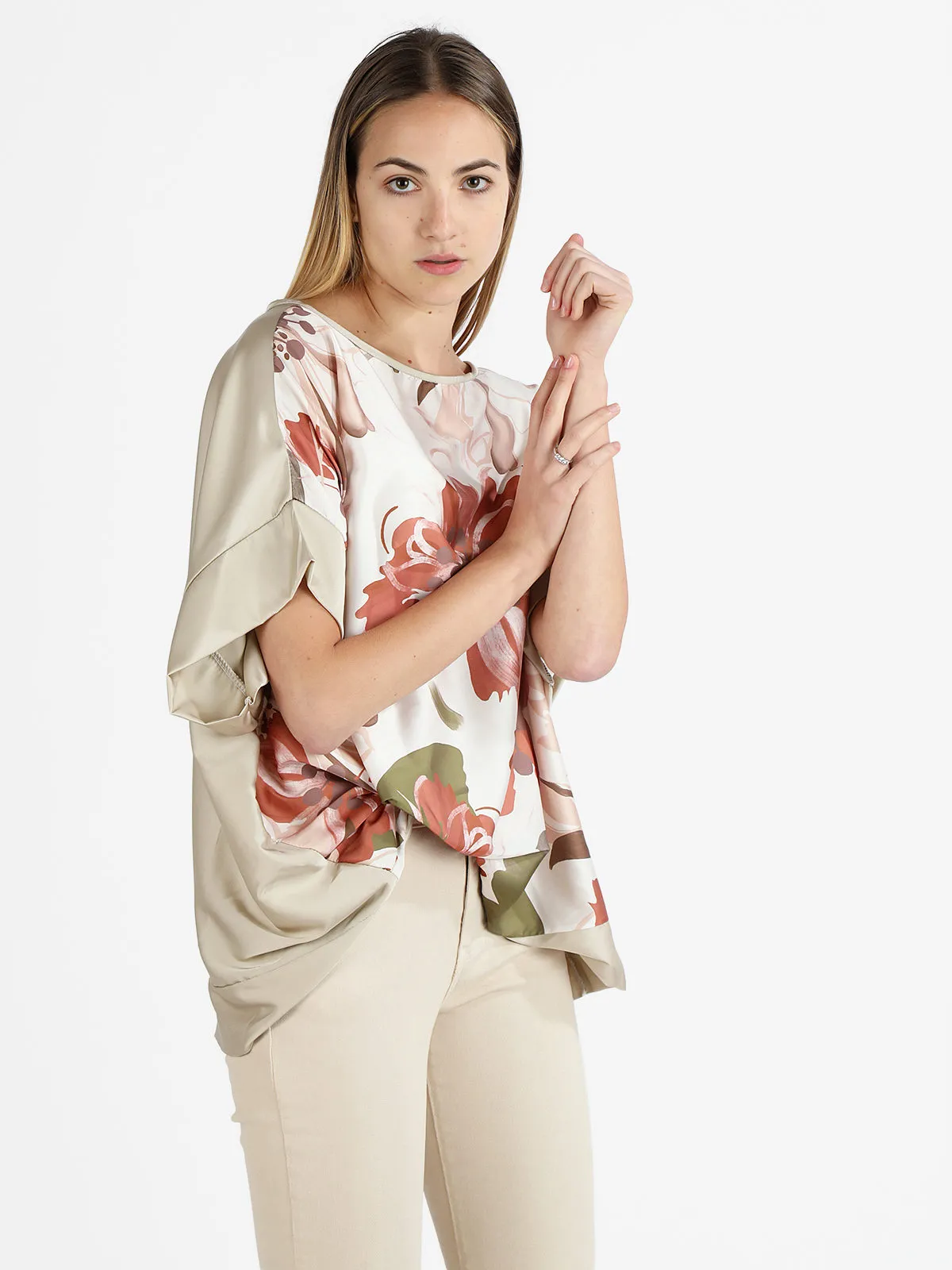 Caspiche Blouse femme oversize à manches courtes