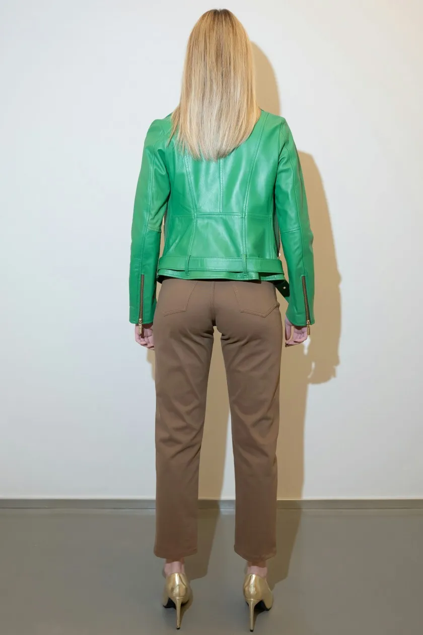 CHIODO CORTO PELLE VERDE