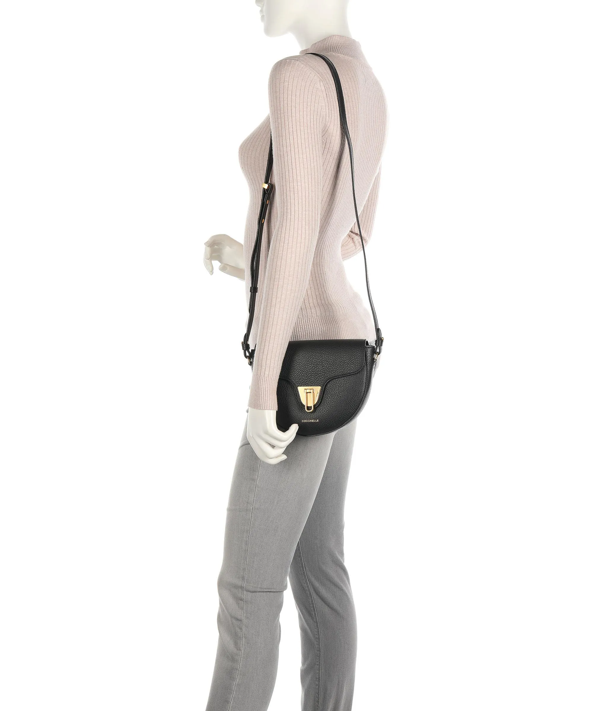  Coccinelle Beat Soft Borsa a tracolla pelle granulata nero  