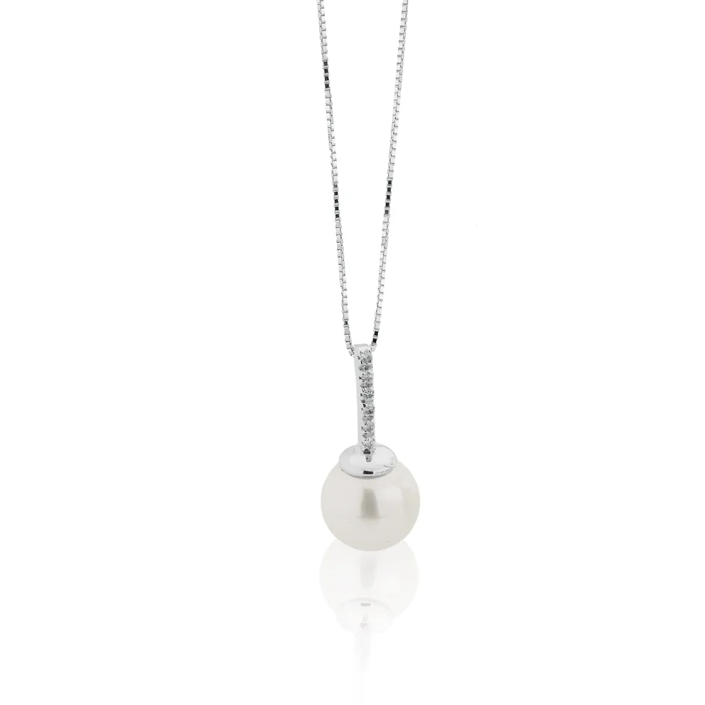 Collana con Perla Akoya 8 - 8,5 e Diamanti