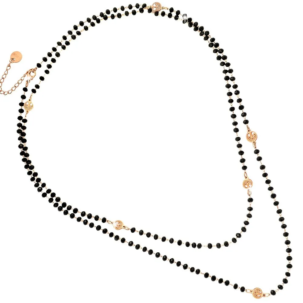 Collana doppio o triplo giro con 200 Cristalli - Alberi della vita Rose Gold