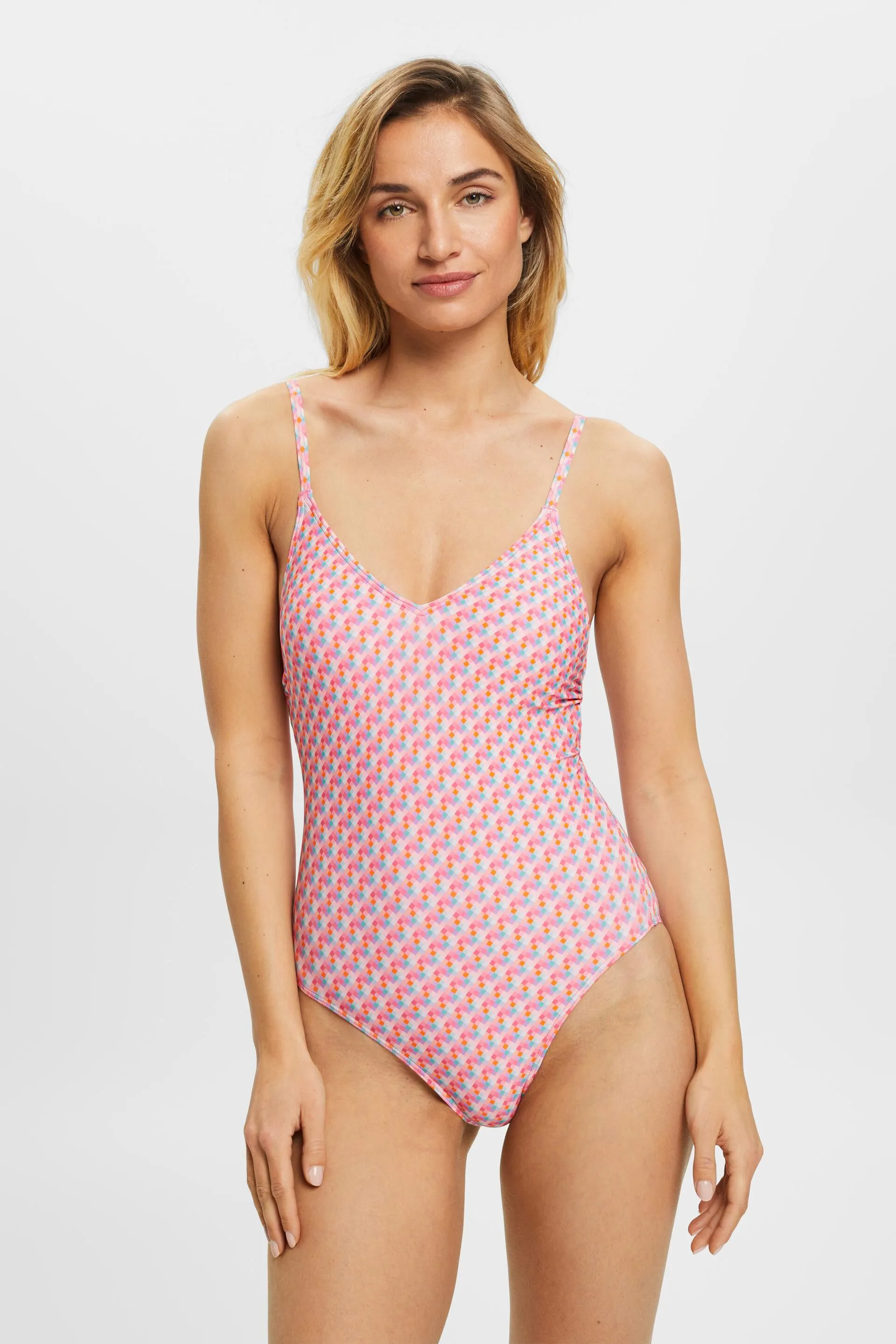 Costume da bagno imbottito con motivo geometrico