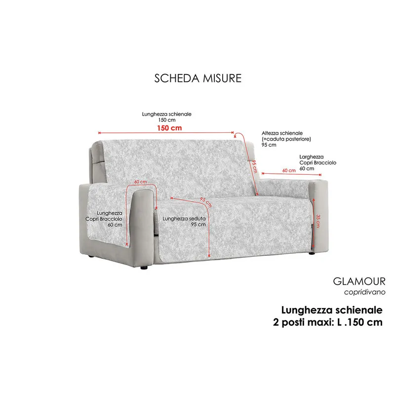 DATEX Copridivano antiscivolo GLAMOUR, blu scuro