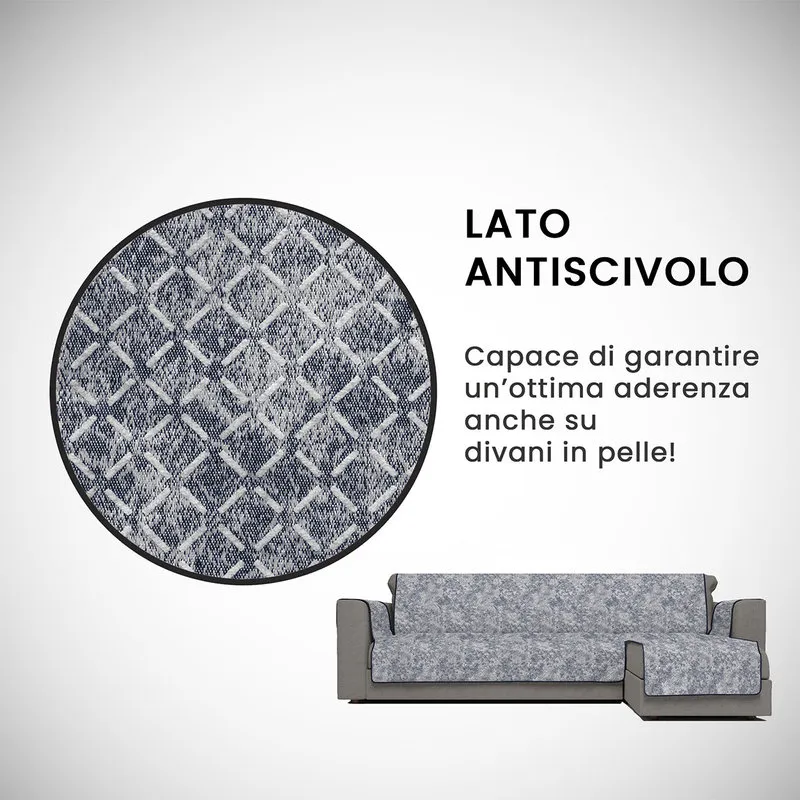 DATEX Copridivano antiscivolo penisola DX GLAMOUR, blu scuro