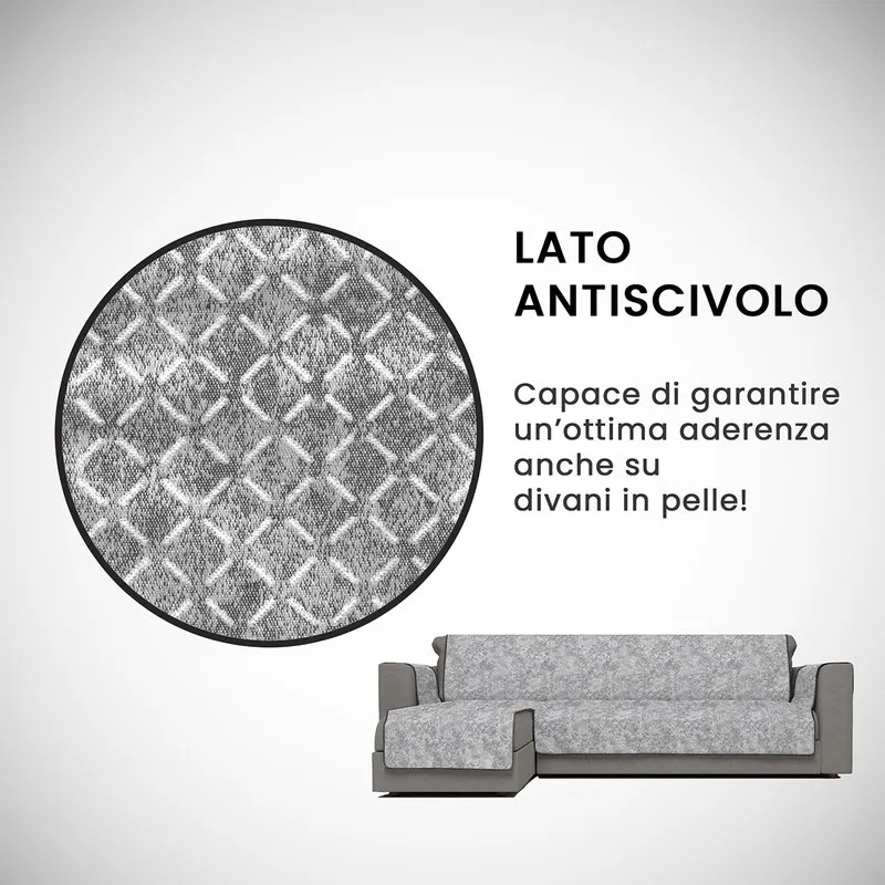 DATEX Copridivano antiscivolo penisola SX GLAMOUR, grigio scuro