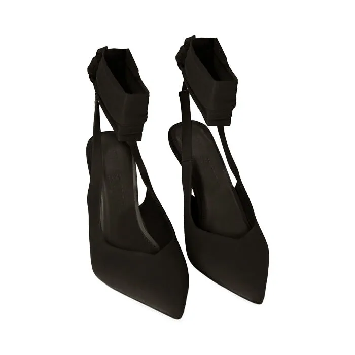 Décolleté lace-up nere in tessuto, tacco 9 cm