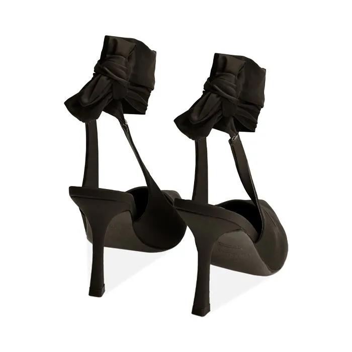 Décolleté lace-up nere in tessuto, tacco 9 cm