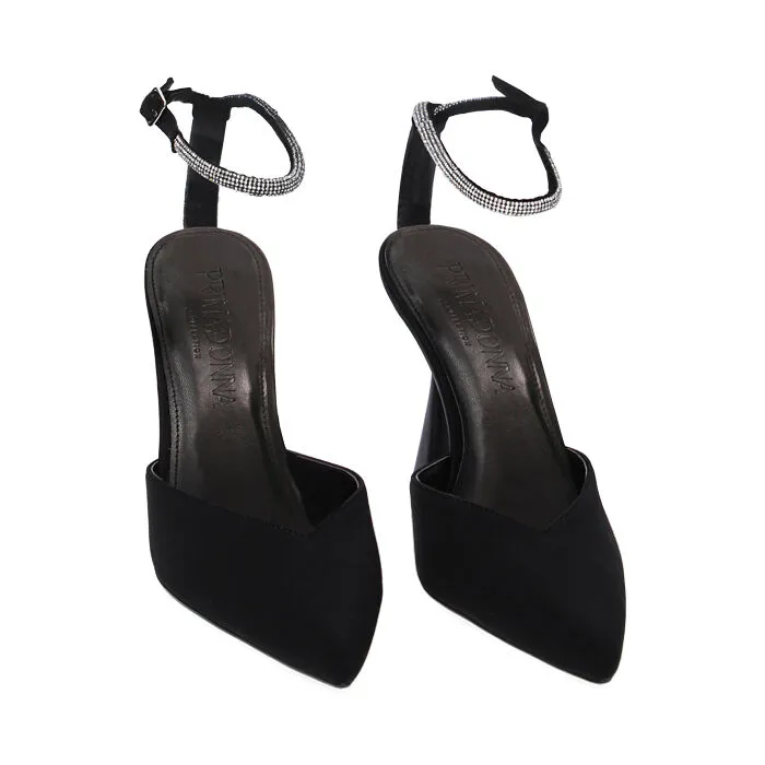 Décolleté slingback nere in lycra, tacco 9,7 cm