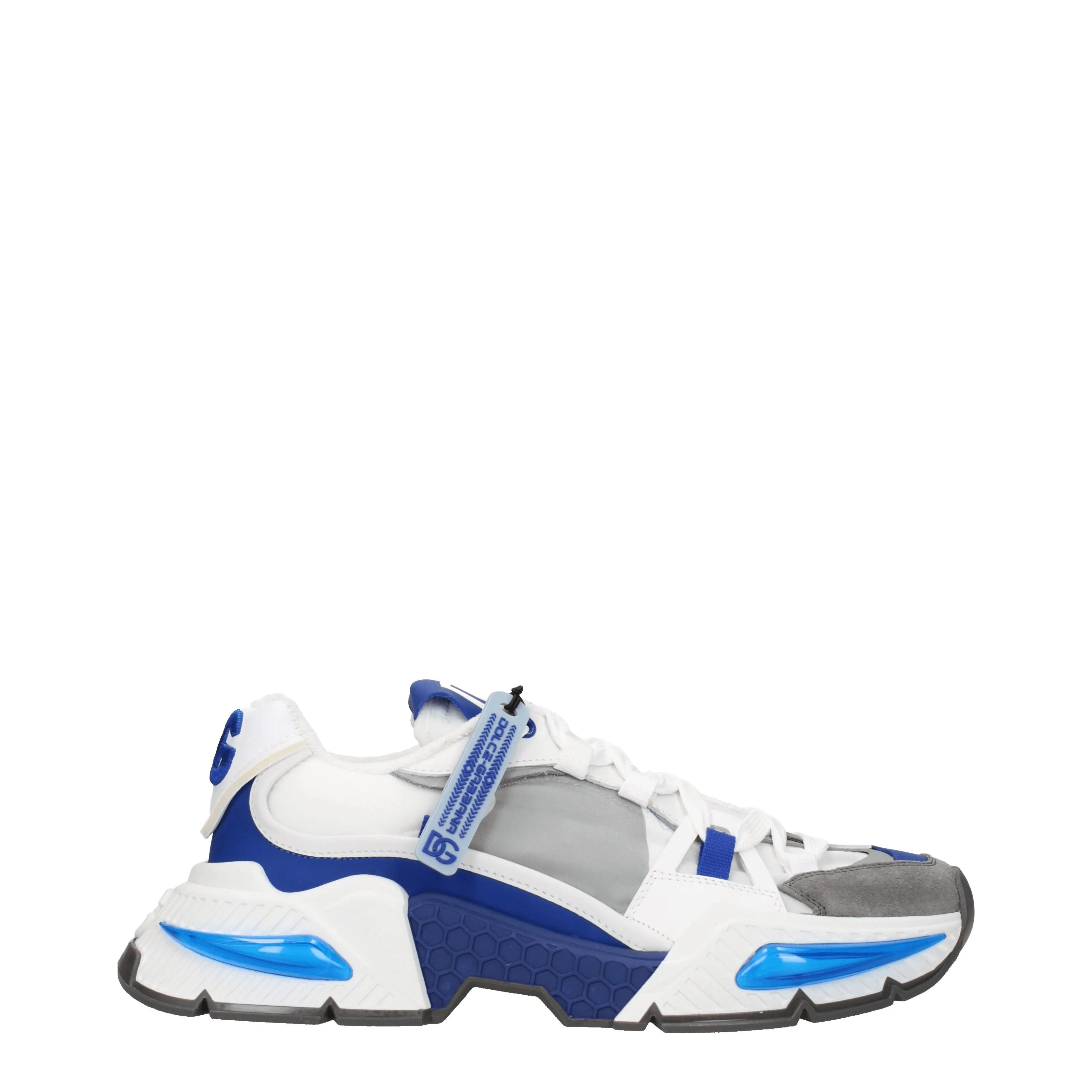 Dolce&Gabbana Sneakers Uomo Tessuto Bianco/Blu Elettrico