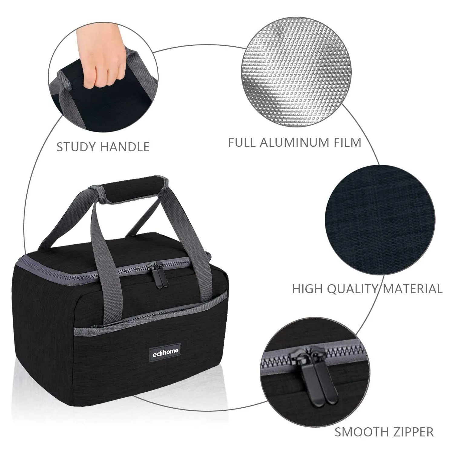 edihome, Borsa Termica Porta Pranzo, Borsa Frigo Piccola, 8L, Lunch Box, Porta Pranzo Termico, Borsetta, per Lavoro, per Viaggio