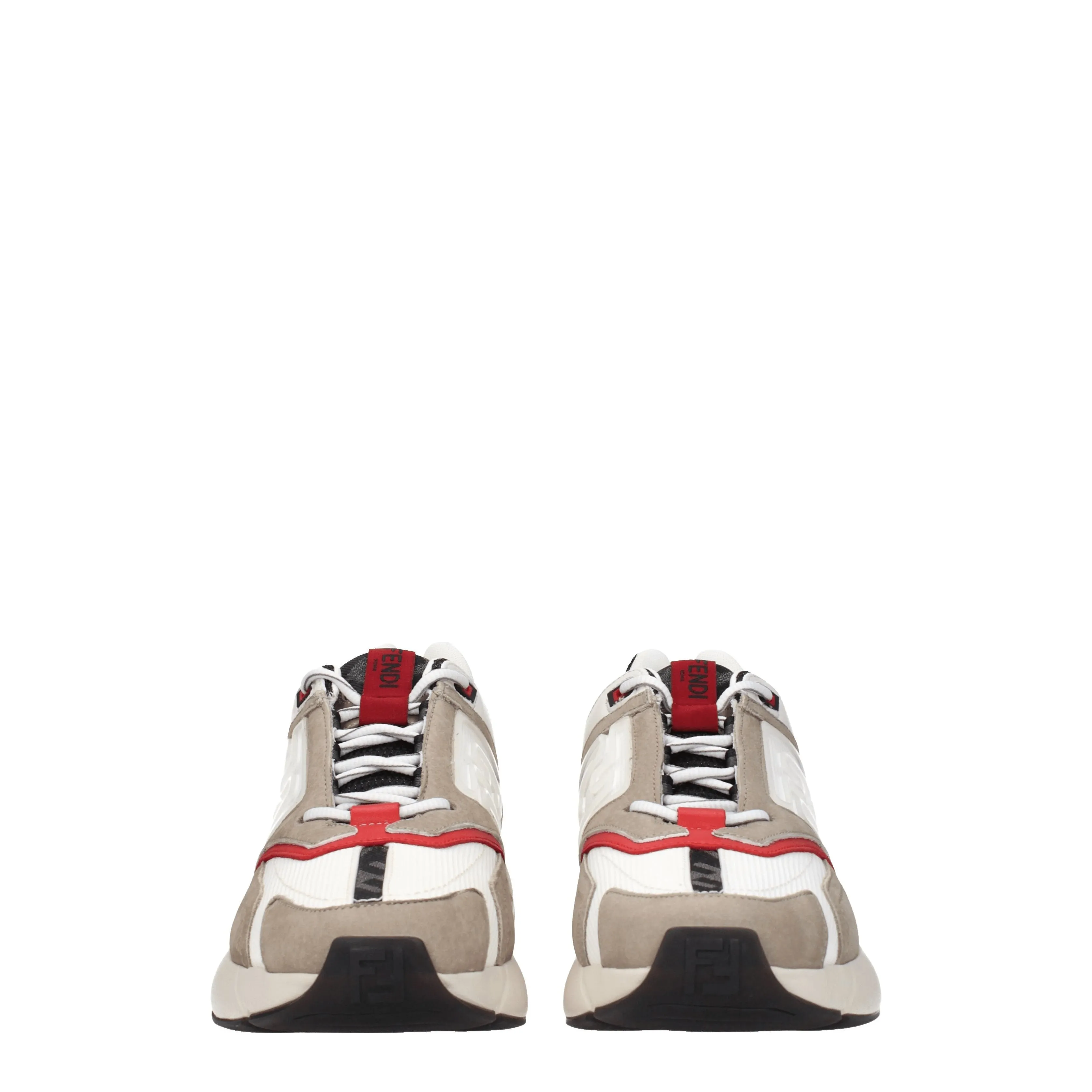 Fendi Sneakers Faster Uomo Tessuto Bianco/Fango