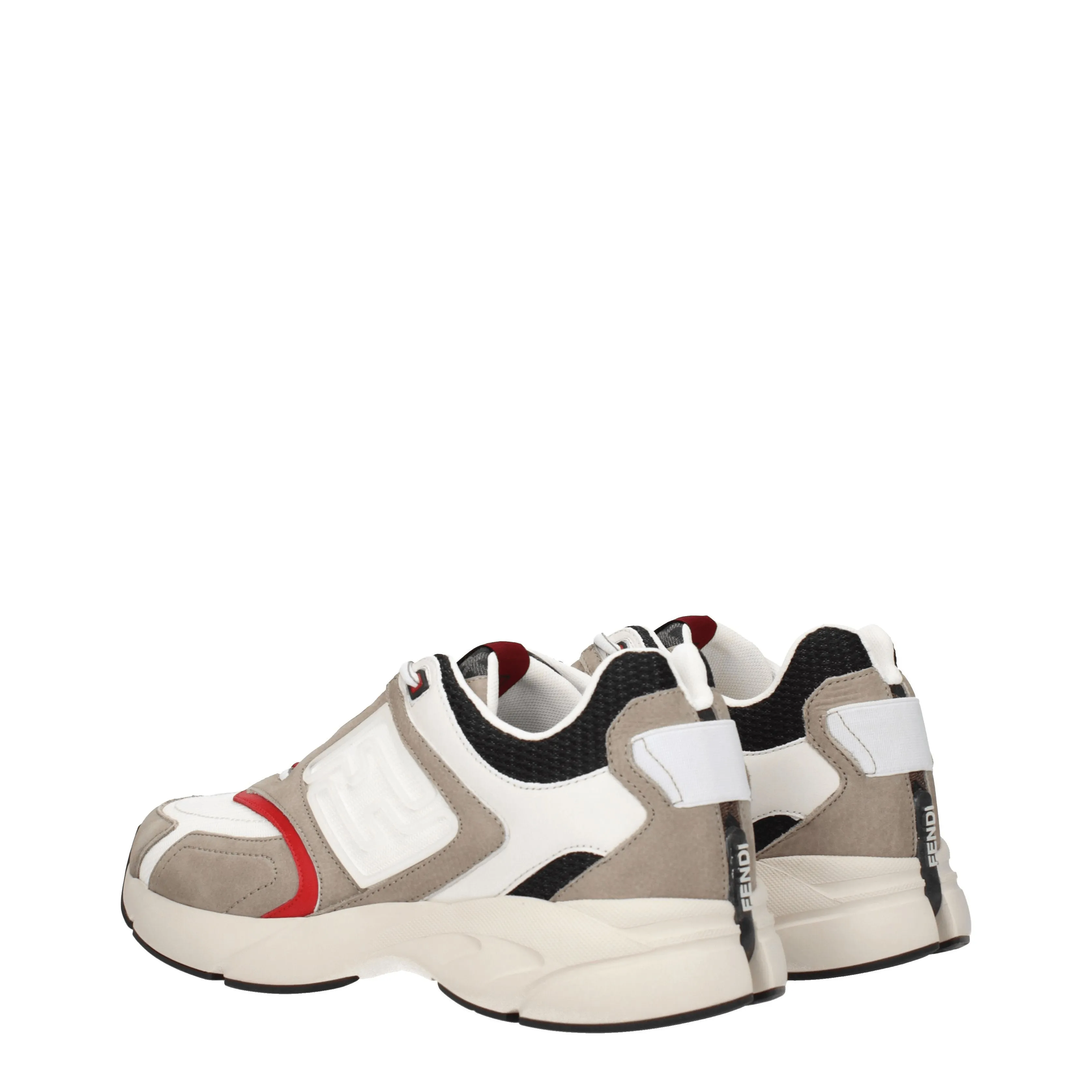 Fendi Sneakers Faster Uomo Tessuto Bianco/Fango