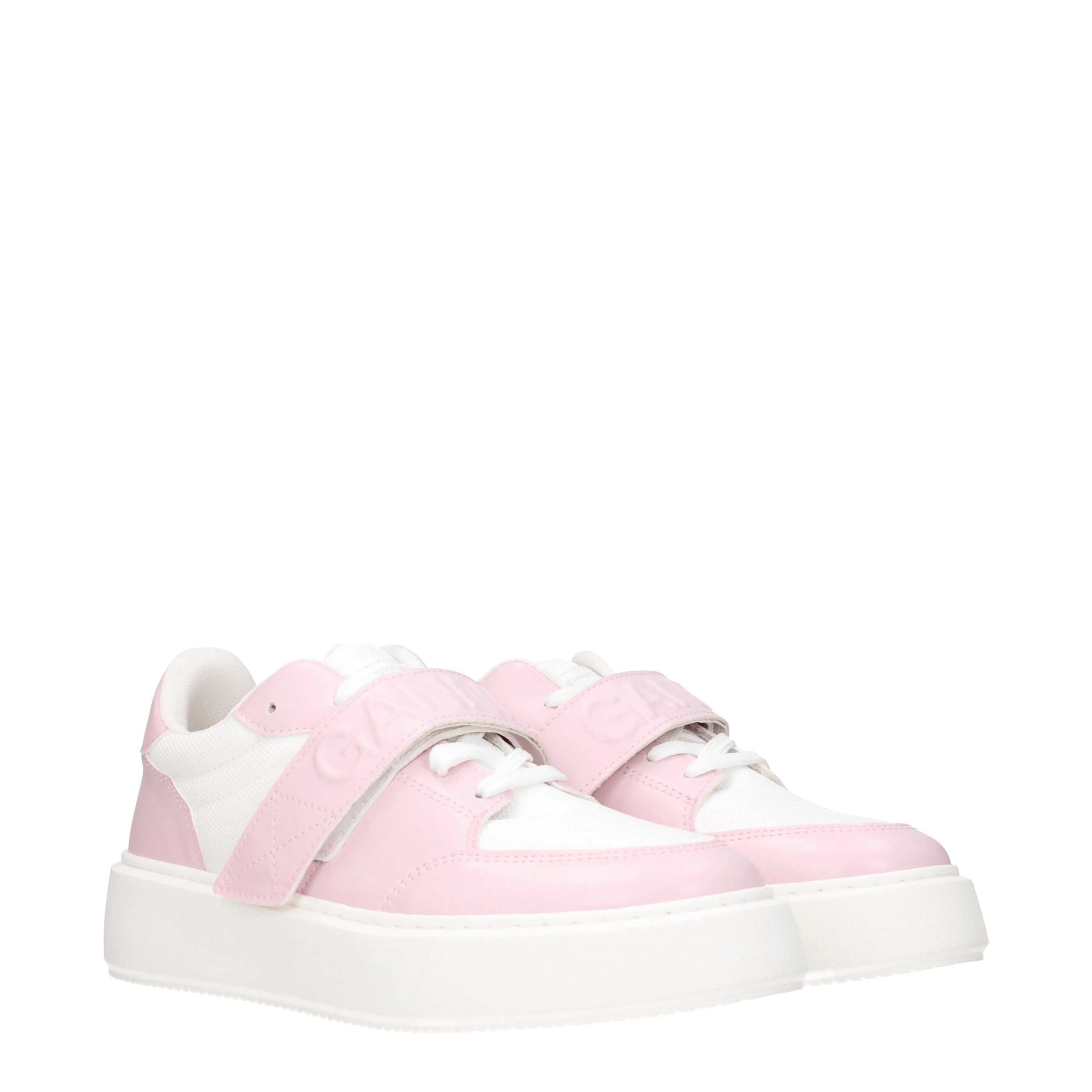 Ganni Sneakers Donna Pelle Rosa/Bianco