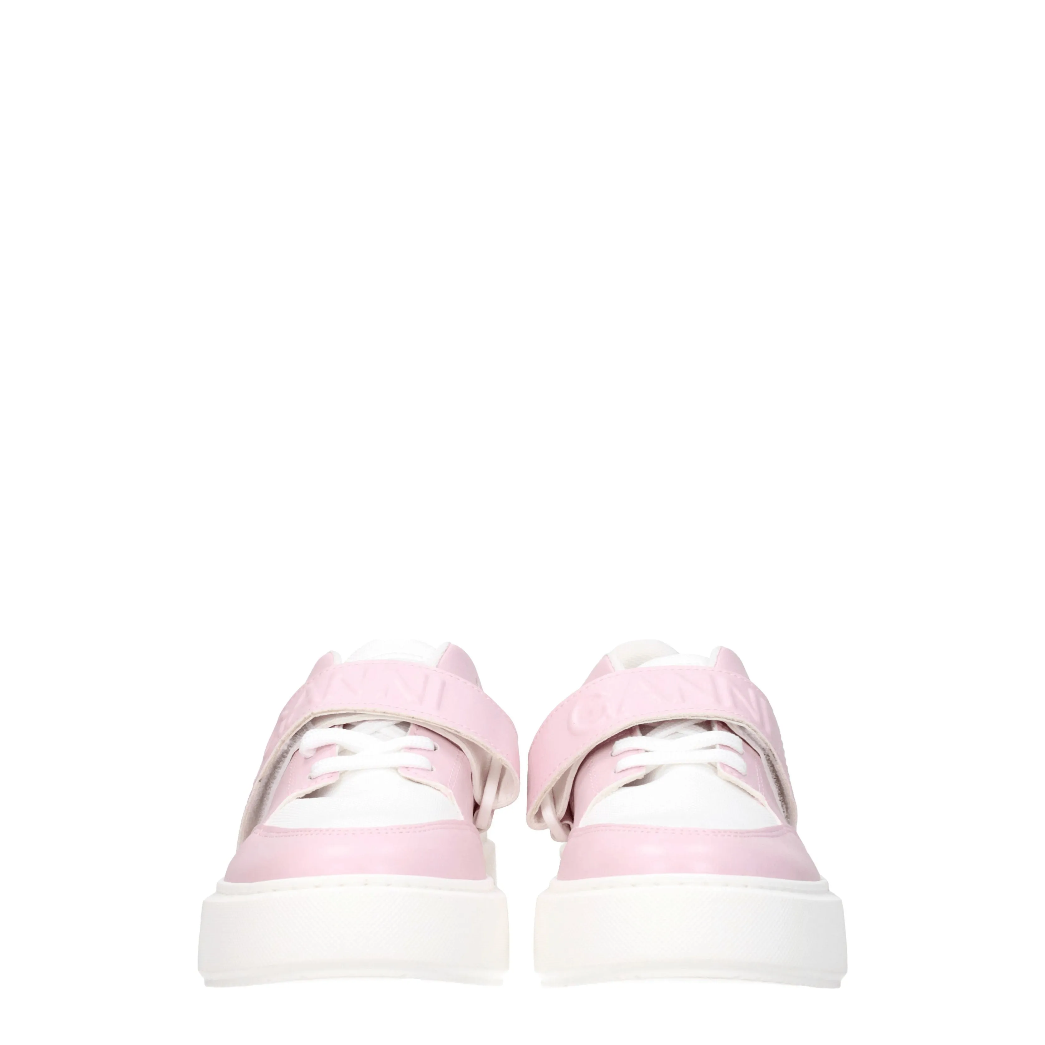 Ganni Sneakers Donna Pelle Rosa/Bianco
