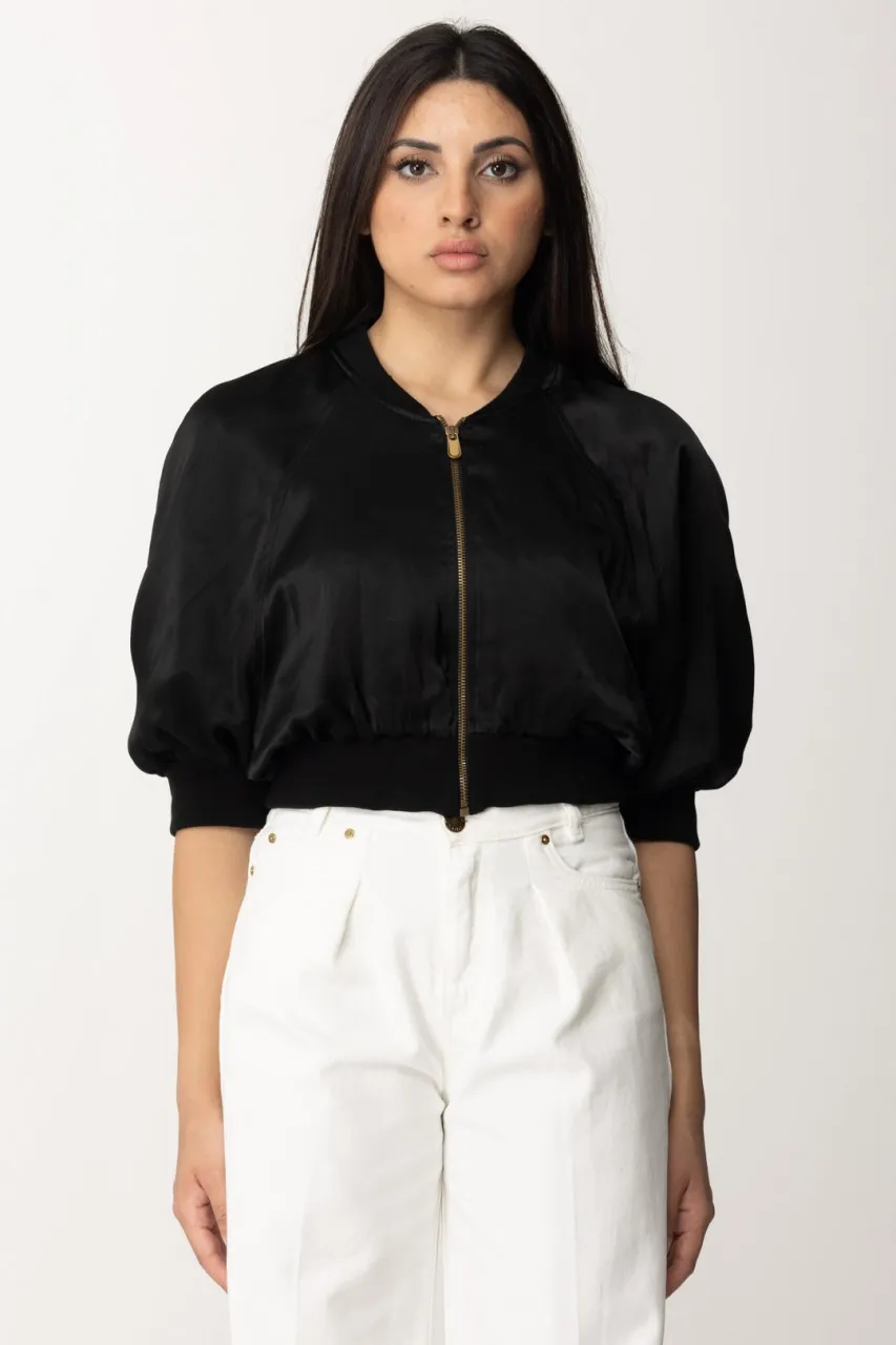 Giacca bomber cropped NERO LIMOUSINE