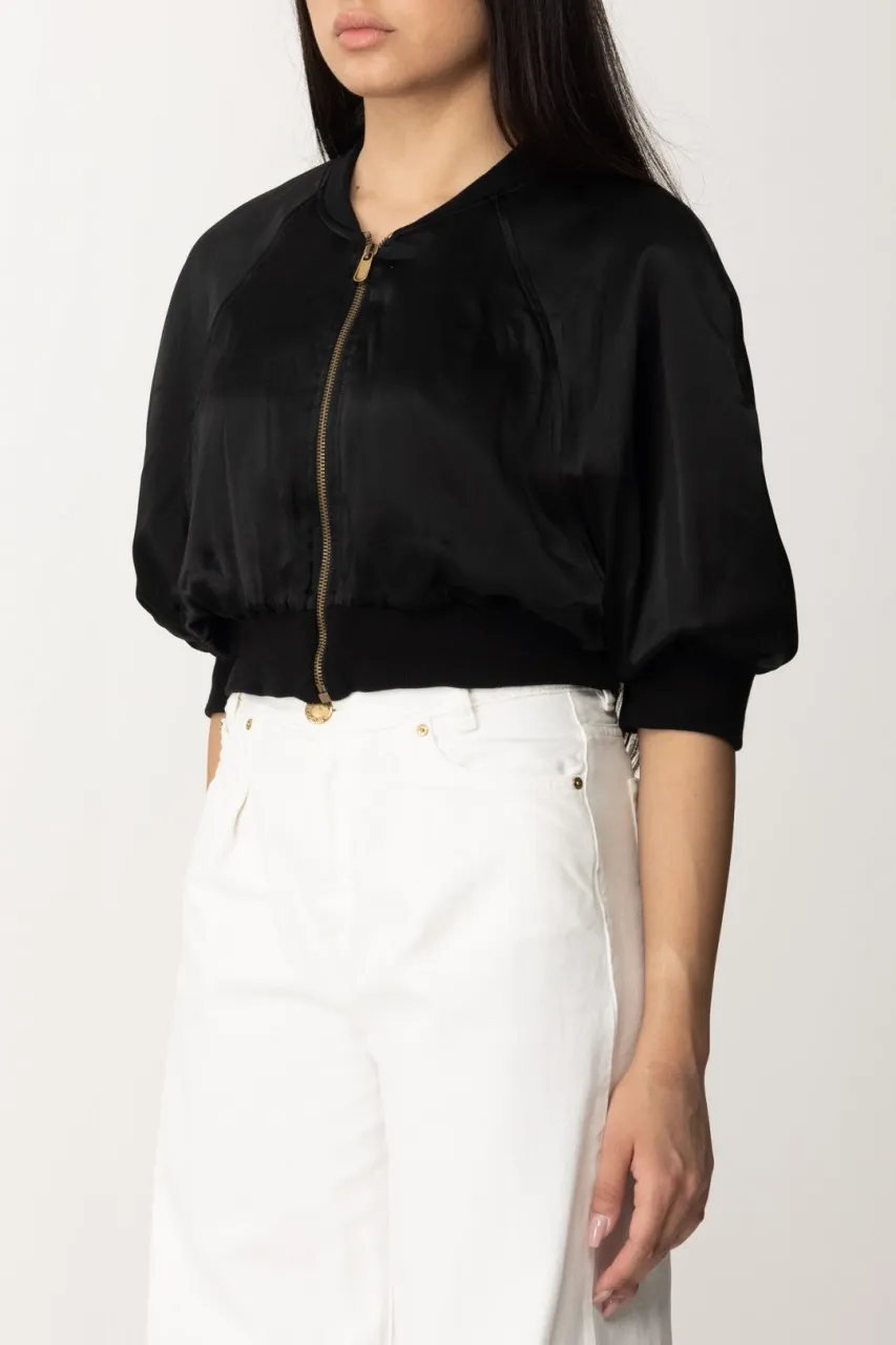 Giacca bomber cropped NERO LIMOUSINE