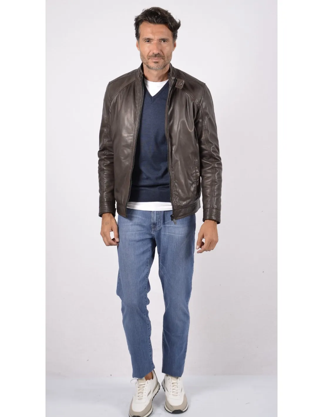 Giubbotto in vera Pelle Biker Moro Imbottito A / I BGT