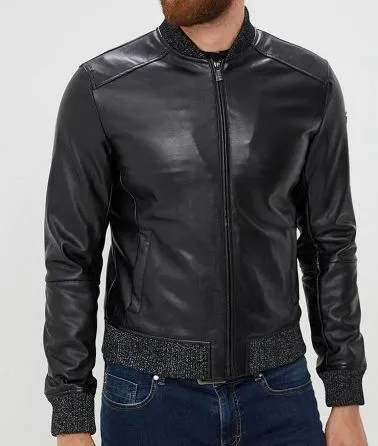 GIUBBOTTO UOMO BOMBER TRUSSARDI ECOPELLE BLU